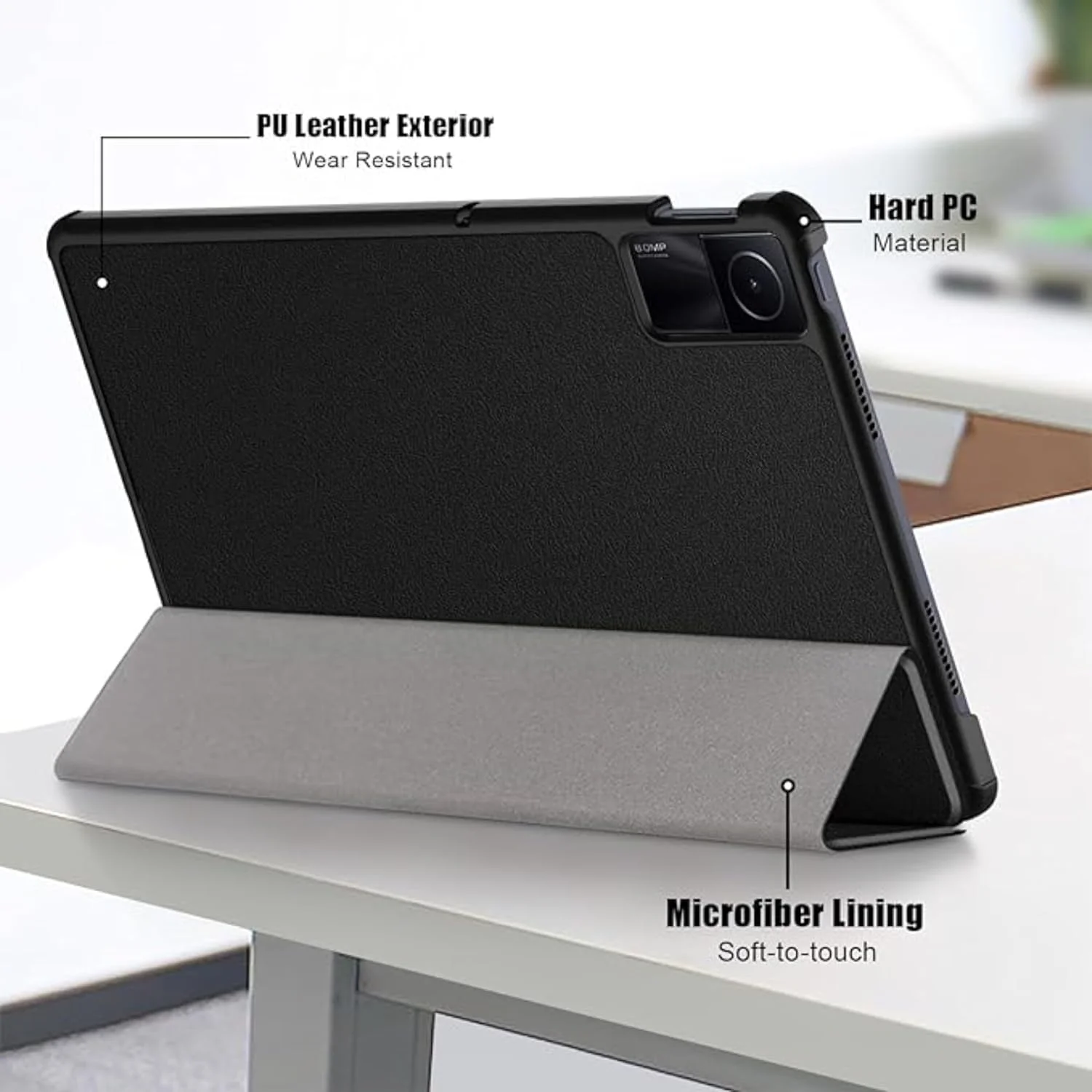 کاور نسلین برای شیائومی Redmi Pad SE 11 اینچ، کاور محافظ باریک و سخت با قابلیت استند و عملکرد خواب/بیدار خودکار برای ردمی پد اس ای 11 2023 (مشکی)