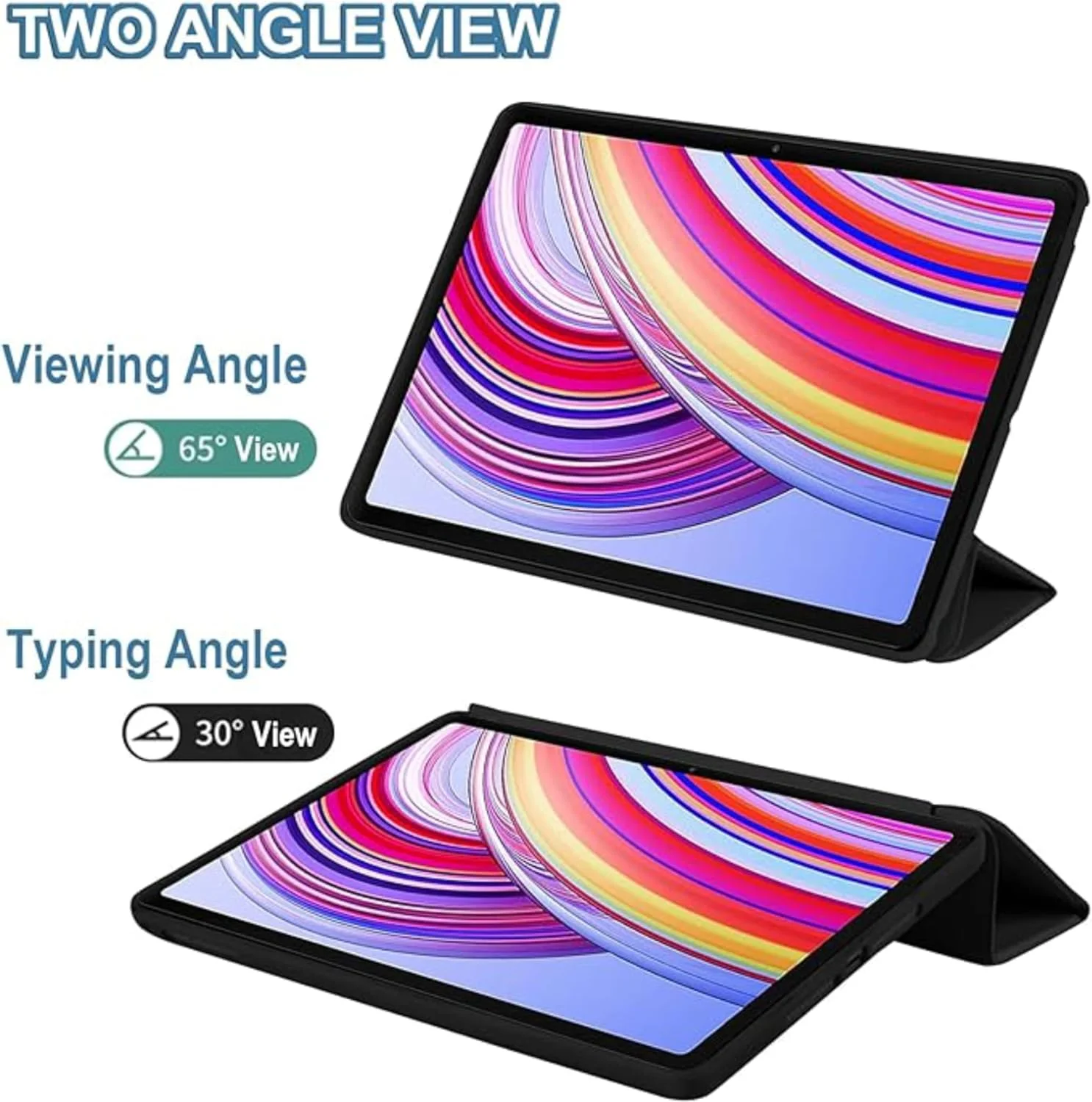 کاور نسلين سازگار با ردمی پد پرو ۱۲.۱ اینچ ۲۰۲۴، کاور باریک و سبک با استند و محافظ نرم TPU برای شیائومی پوکو پد/ردمی پد پرو با قابلیت بیدار/خواب خودکار (مشکی)