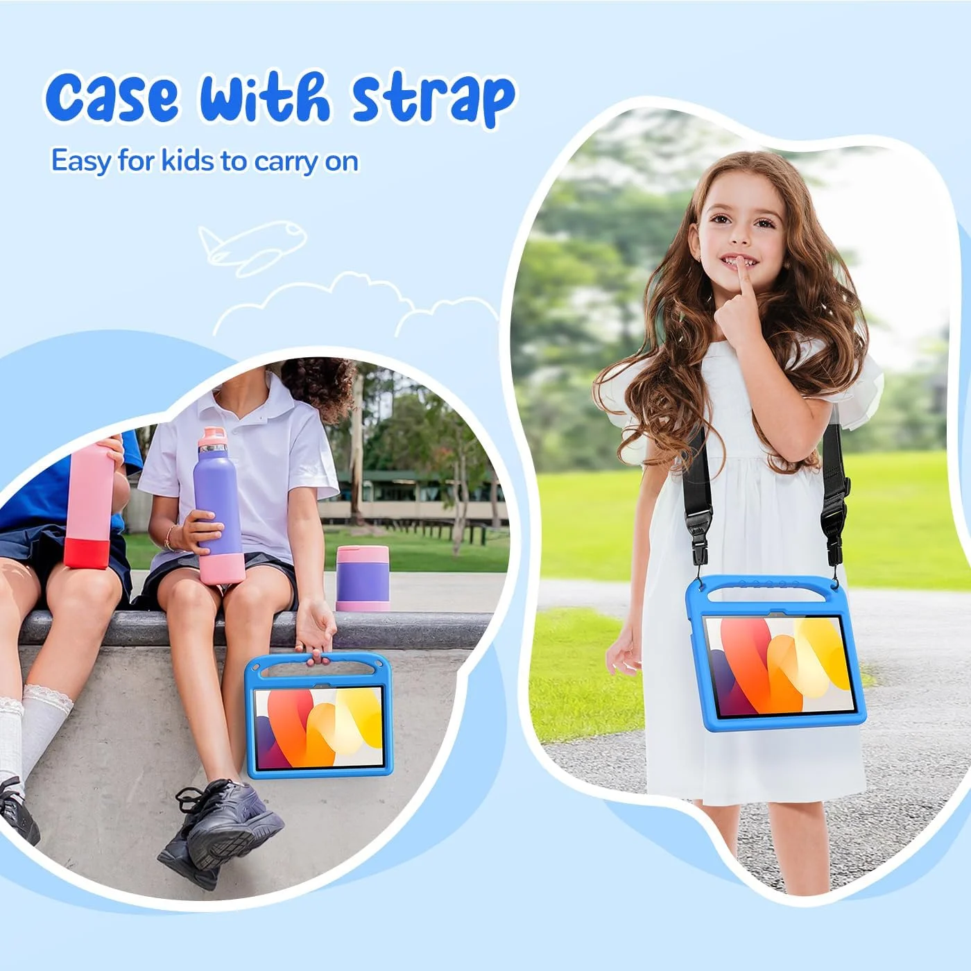 کیف محافظ کودکانه RollinCase برای شیائومی Redmi Pad SE 11 اینچی (2023)، کیف محافظ سبک وزن EVA ضد ضربه با دسته و بند شانه، آبی کیف محافظ کودکانه RollinCase برای شیائومی Redmi Pad SE 11 اینچی (2023)، کیف محافظ سبک وزن EVA ضد ضربه با دسته و بند شانه، آبی