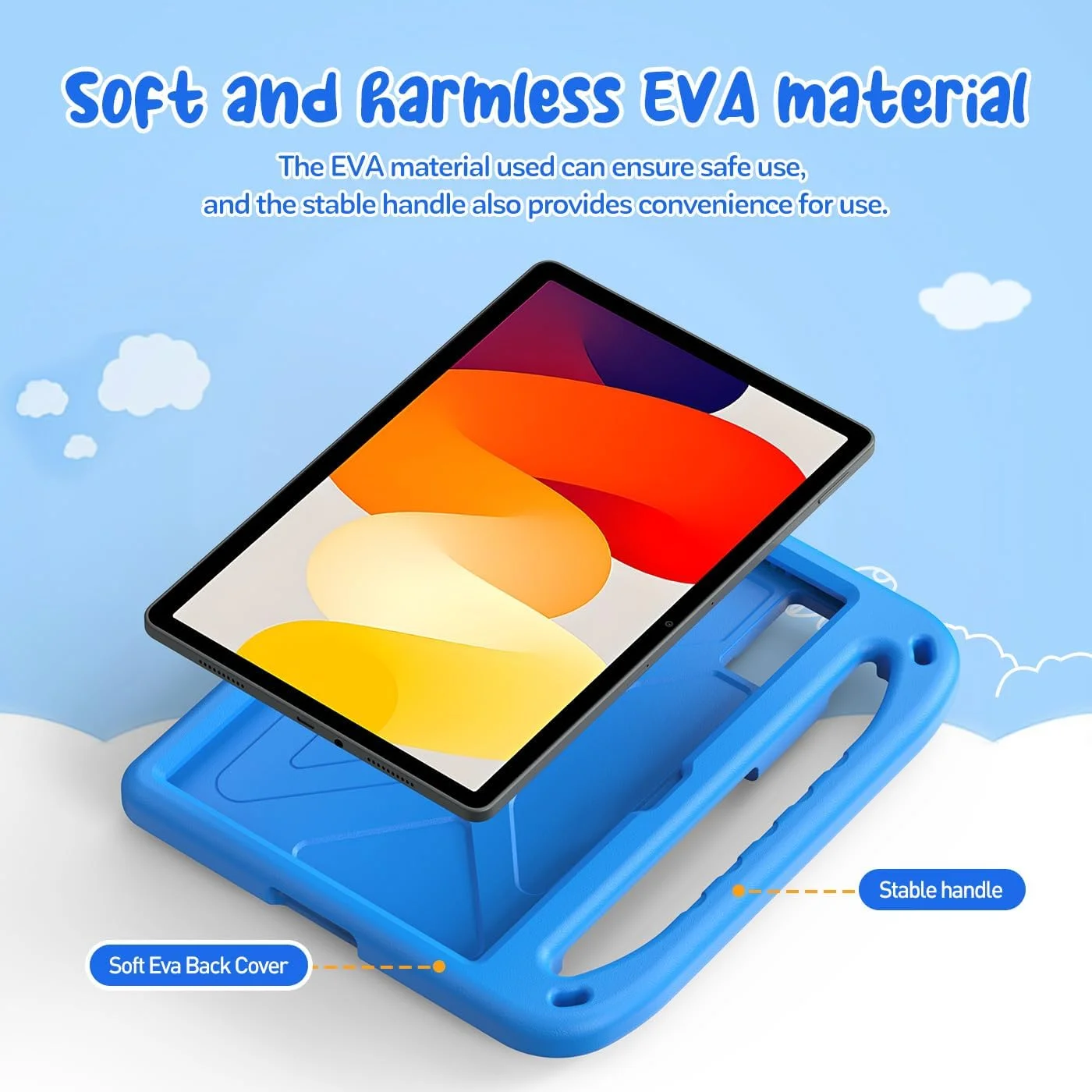 کیف محافظ کودکانه RollinCase برای شیائومی Redmi Pad SE 11 اینچی (2023)، کیف محافظ سبک وزن EVA ضد ضربه با دسته و بند شانه، آبی کیف محافظ کودکانه RollinCase برای شیائومی Redmi Pad SE 11 اینچی (2023)، کیف محافظ سبک وزن EVA ضد ضربه با دسته و بند شانه، آبی
