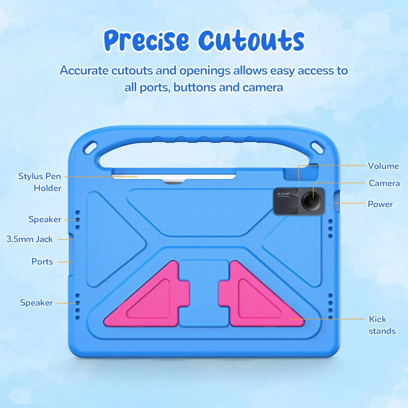 کیف محافظ کودکانه RollinCase برای شیائومی Redmi Pad SE 11 اینچی (2023)، کیف محافظ سبک وزن EVA ضد ضربه با دسته و بند شانه، آبی کیف محافظ کودکانه RollinCase برای شیائومی Redmi Pad SE 11 اینچی (2023)، کیف محافظ سبک وزن EVA ضد ضربه با دسته و بند شانه، آبی