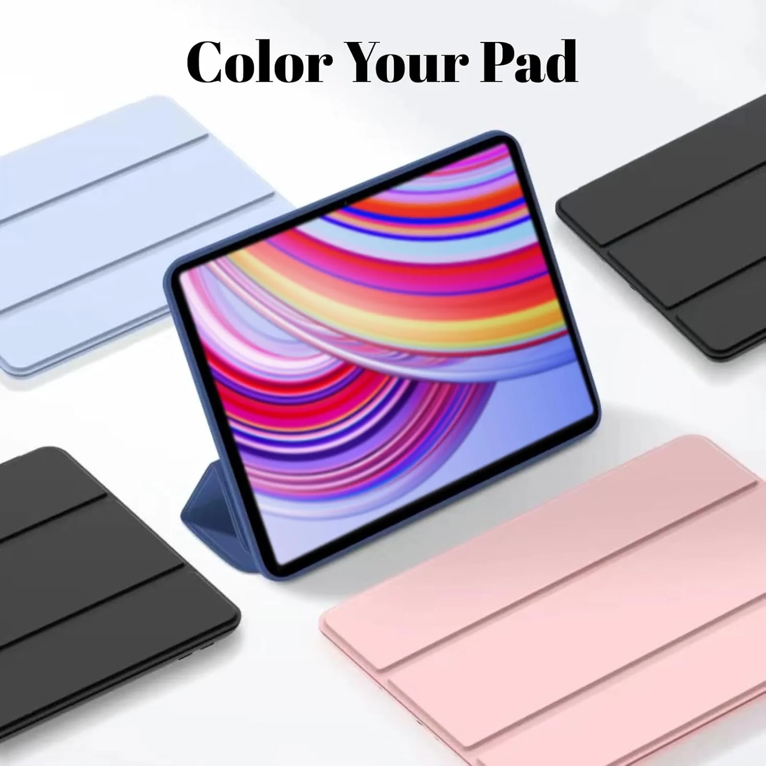 کاور نسلين سازگار با ردمی پد پرو ۱۲.۱ اینچ ۲۰۲۴، کاور باریک و سبک با استند و محافظ نرم TPU برای شیائومی پوکو پد/ردمی پد پرو با قابلیت بیدار/خواب خودکار (مشکی)