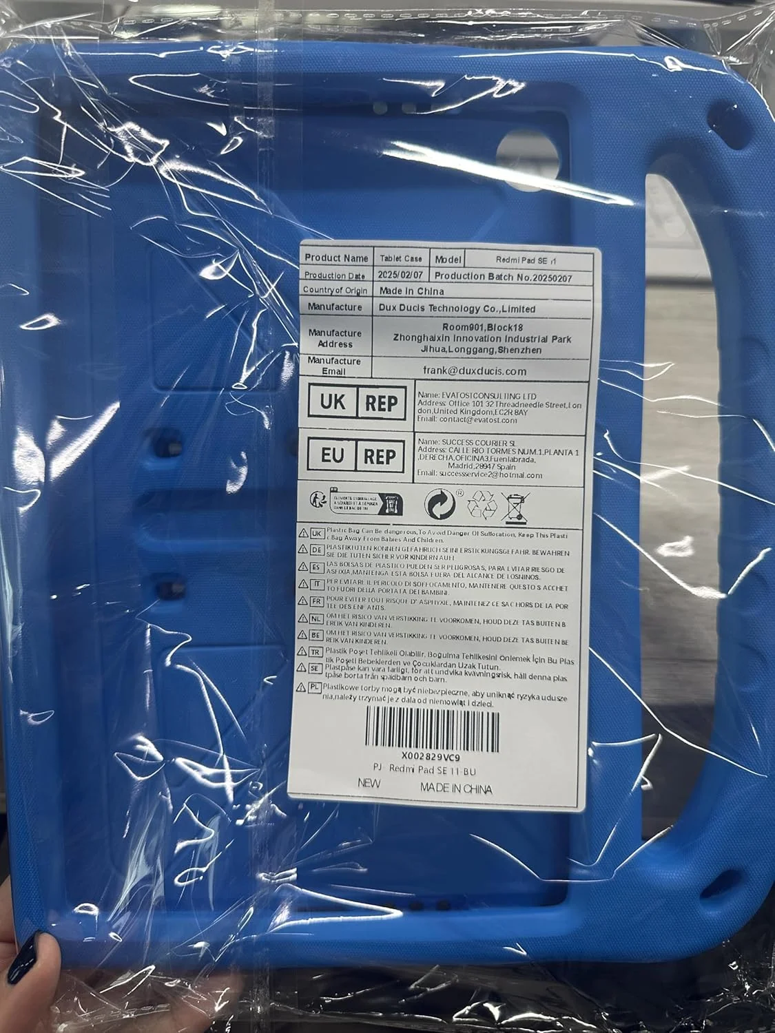 کیف محافظ کودکانه RollinCase برای شیائومی Redmi Pad SE 11 اینچی (2023)، کیف محافظ سبک وزن EVA ضد ضربه با دسته و بند شانه، آبی کیف محافظ کودکانه RollinCase برای شیائومی Redmi Pad SE 11 اینچی (2023)، کیف محافظ سبک وزن EVA ضد ضربه با دسته و بند شانه، آبی