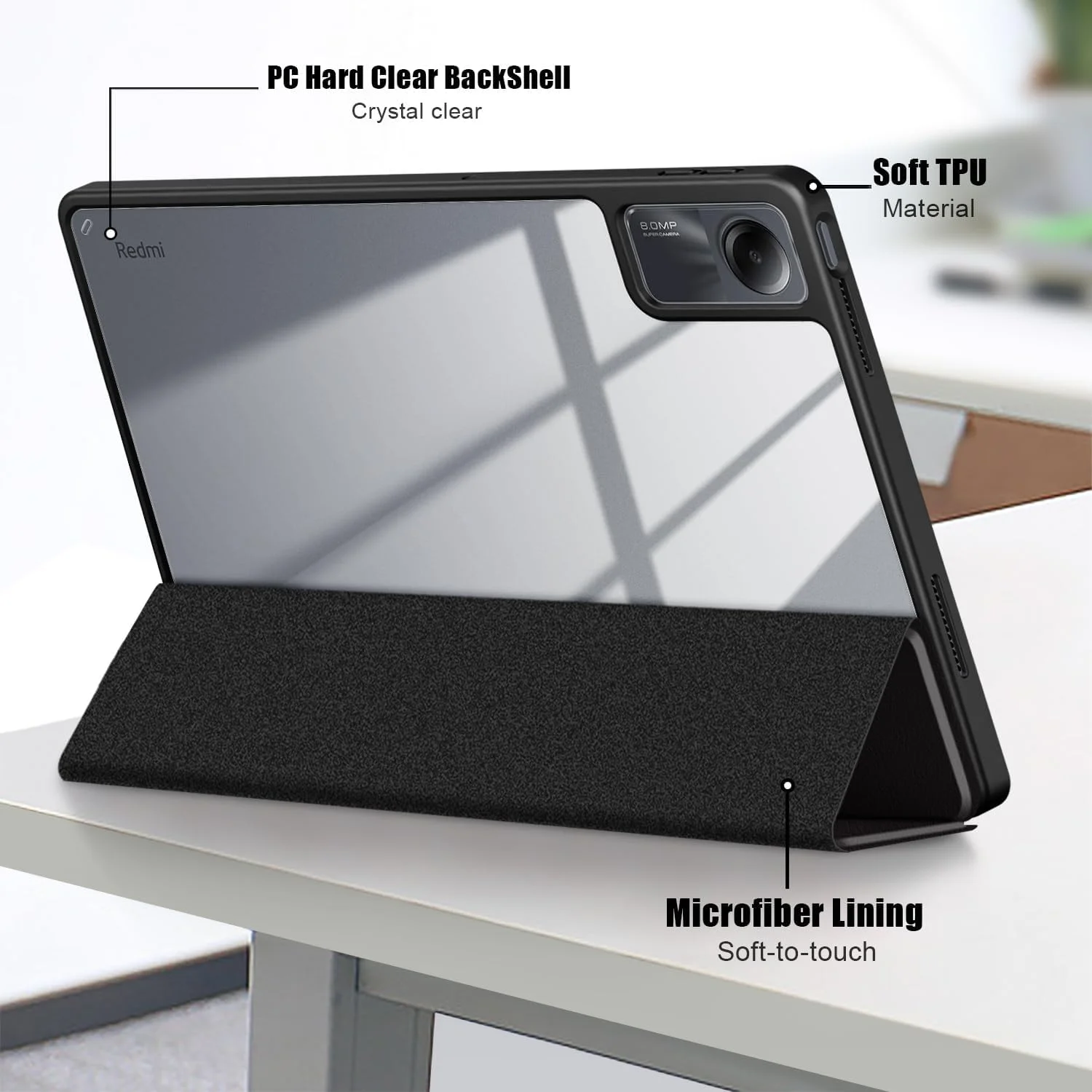 NALACAL Case for Xiaomi Redmi Pad SE 11'' 2023, Hybrid Slim Case Cover [Built-in Pencil Holder] Shockproof Cover with Clear Transparent Back Shell for Xiaomi Redmi Pad SE Don't Touch Me