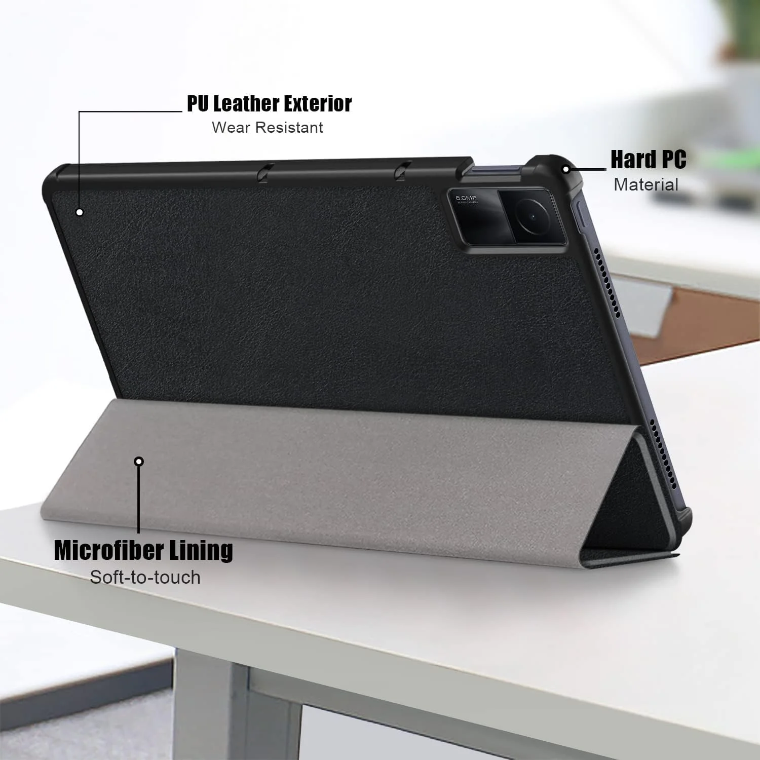 YIMICO Case for Xiaomi Redmi Pad 10.61 inch Released 2022, Tri fold Slim Lightweight Hard Shell Smart Protective Cover with Multi-Angle Stand (BLACK) YIMICO Case for Xiaomi Redmi Pad 10.61 inch Released 2022, Tri fold Slim Lightweight Hard Shell Smart Protective Cover with Multi-Angle Stand (BLACK)