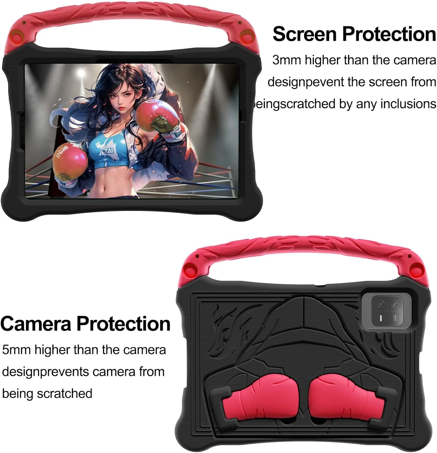 Kids Case for Xiaomi Redmi Pad SE 11" 2023 Lightweight EVA Shockproof Handle Stand Cover, Protective Case Black