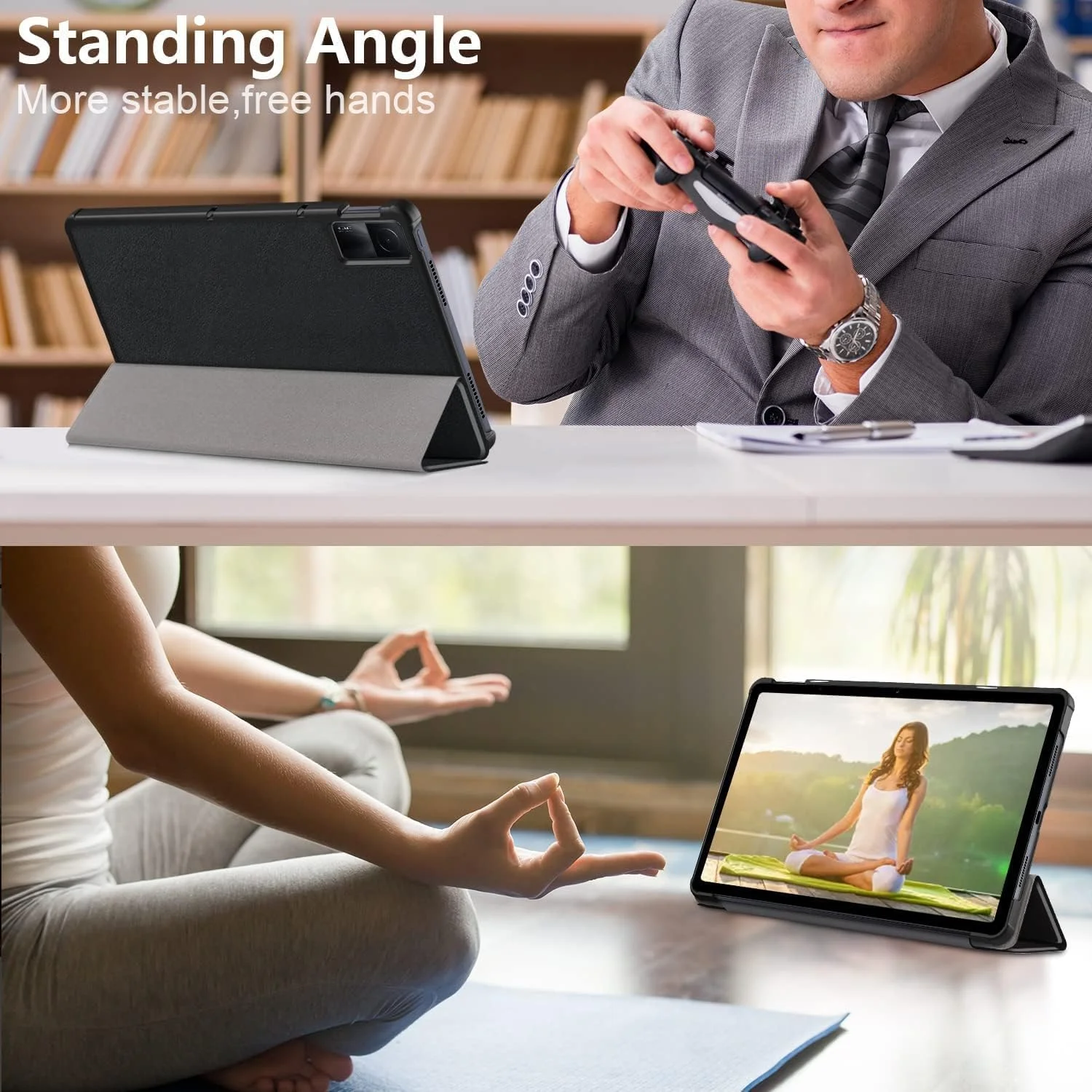 YIMICO Case for Xiaomi Redmi Pad 10.61 inch Released 2022, Tri fold Slim Lightweight Hard Shell Smart Protective Cover with Multi-Angle Stand (BLACK) YIMICO Case for Xiaomi Redmi Pad 10.61 inch Released 2022, Tri fold Slim Lightweight Hard Shell Smart Protective Cover with Multi-Angle Stand (BLACK)