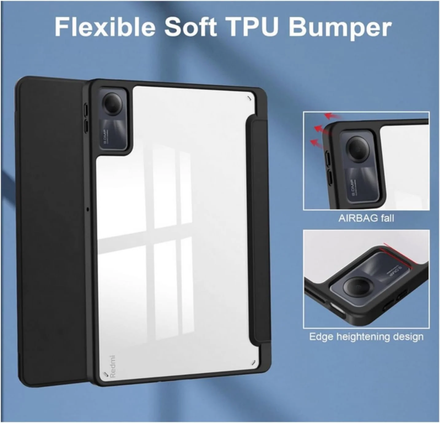 کیف ضد ضربه SKEIDO برای شیائومی Redmi Pad SE 11 اینچ با جای قلم، پشت اکریلیک شفاف و قاب TPU، سه لایه تاشو، باریک، سبک، محافظ هوشمند (مشکی) کیف ضد ضربه SKEIDO برای شیائومی Redmi Pad SE 11 اینچ با جای قلم، پشت اکریلیک شفاف و قاب TPU، سه لایه تاشو، باریک، سبک، محافظ هوشمند (مشکی)