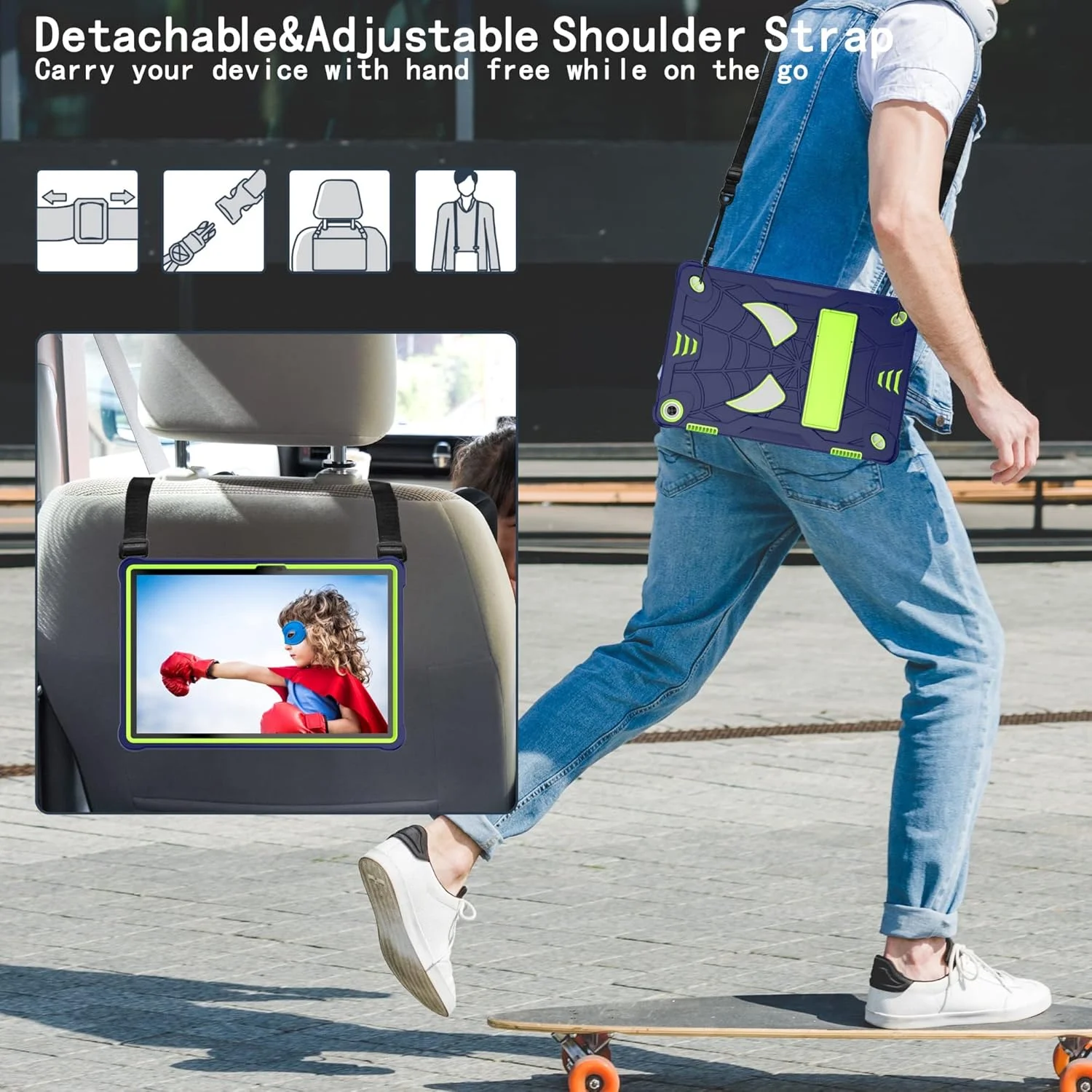 کیف تبلت کودکانه سازگار با Lenovo Tab M10 (نسل 3) TB-328FU /TB-328XU(2022) 10.1 اینچ، کاور محافظ ضد ضربه و مقاوم با هولدر داخلی + بند شانه محافظ کیف تبلت کودکانه سازگار با Lenovo Tab M10 (نسل 3) TB-328FU /TB-328XU(2022) 10.1 اینچ، کاور محافظ ضد ضربه و مقاوم با هولدر داخلی + بند شانه محافظ