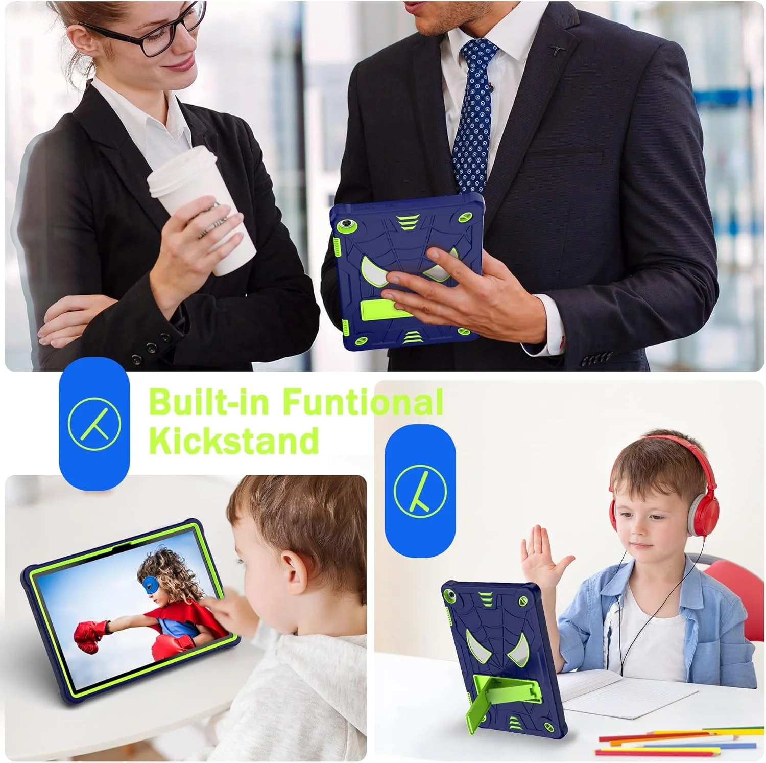 کیف تبلت کودکانه سازگار با Lenovo Tab M10 (نسل 3) TB-328FU /TB-328XU(2022) 10.1 اینچ، کاور محافظ ضد ضربه و مقاوم با هولدر داخلی + بند شانه محافظ کیف تبلت کودکانه سازگار با Lenovo Tab M10 (نسل 3) TB-328FU /TB-328XU(2022) 10.1 اینچ، کاور محافظ ضد ضربه و مقاوم با هولدر داخلی + بند شانه محافظ