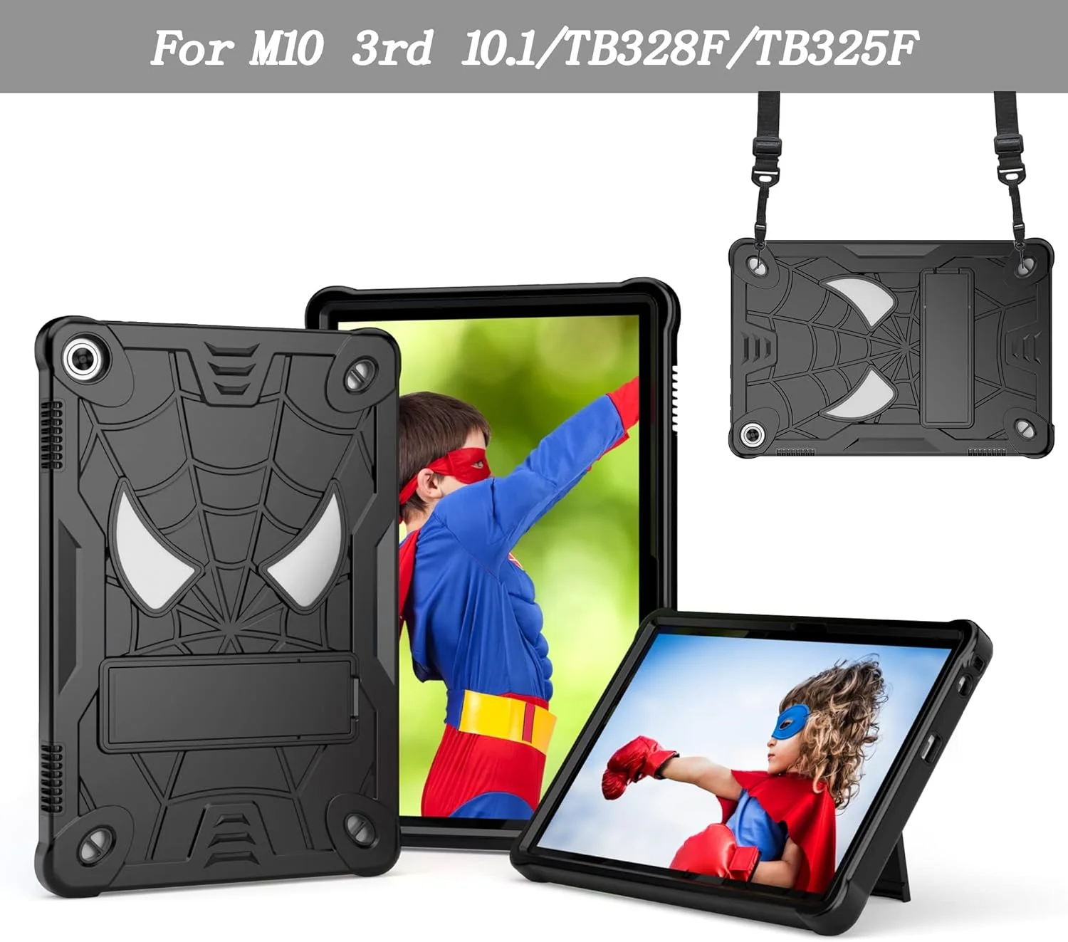 کیف تبلت کودکانه سازگار با Lenovo Tab M10 (نسل 3) TB-328FU /TB-328XU(2022) 10.1 اینچ، کاور محافظ ضد ضربه و مقاوم با هولدر داخلی + بند شانه ای