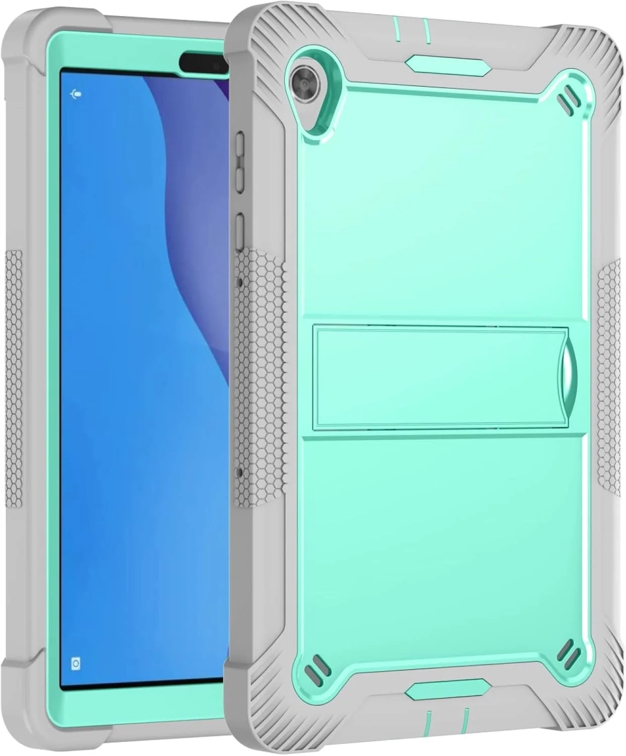 کاور گوشی SHIHUI برای تبلت لنوو تب M10 HD، سیلیکونی + PC، دارای هولدر و ضد ضربه (مشکی) و غیره (رنگ: خاکستری + سبز نعنایی)