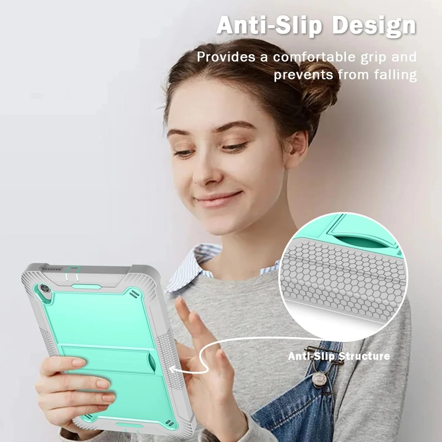 کاور گوشی SHIHUI برای تبلت لنوو تب M10 HD، سیلیکونی + PC، دارای هولدر و ضد ضربه (مشکی) و غیره (رنگ: خاکستری + سبز نعنایی)