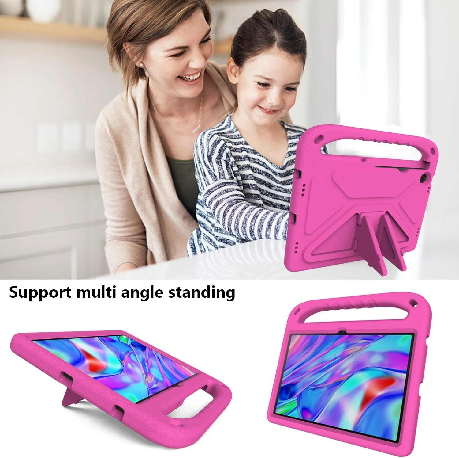 کیف تبلت سازگار با تبلت Lenovo Tab M10 Plus نسل 3، 10.6 اینچ 2022، ضد ضربه، با دسته، EVA، دارای هولدر، کیف تبلت محکم برای کودکان، محافظ سبک وزن (قرمز گل رز) کیف تبلت سازگار با تبلت Lenovo Tab M10 Plus نسل 3، 10.6 اینچ 2022، ضد ضربه، با دسته، EVA، دارای هولدر، کیف تبلت محکم برای کودکان، محافظ سبک وزن (قرمز گل رز)
