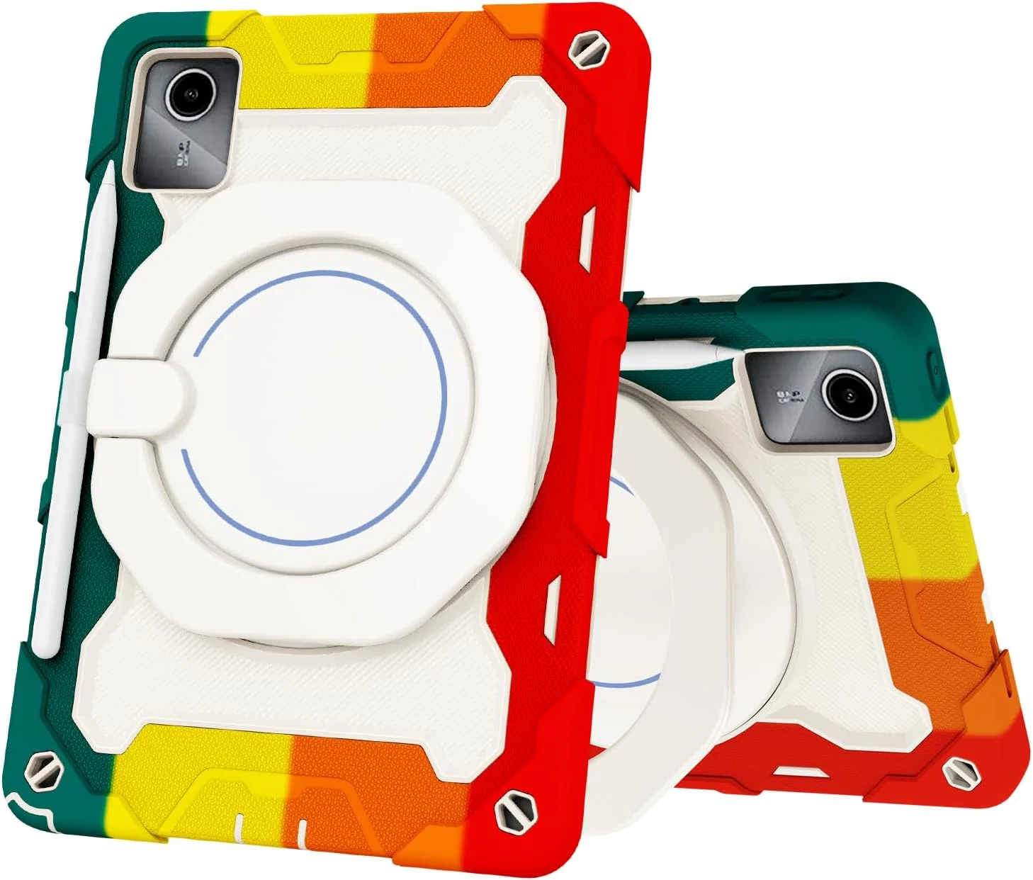 کیف سیلیکونی تبلت nincyee برای Lenovo Tab M11 11 اینچ 2024، کیف ضد ضربه با نگهدارنده مداد، بند شانه، حلقه بزرگ چرخان آویز پایه برای کودکان