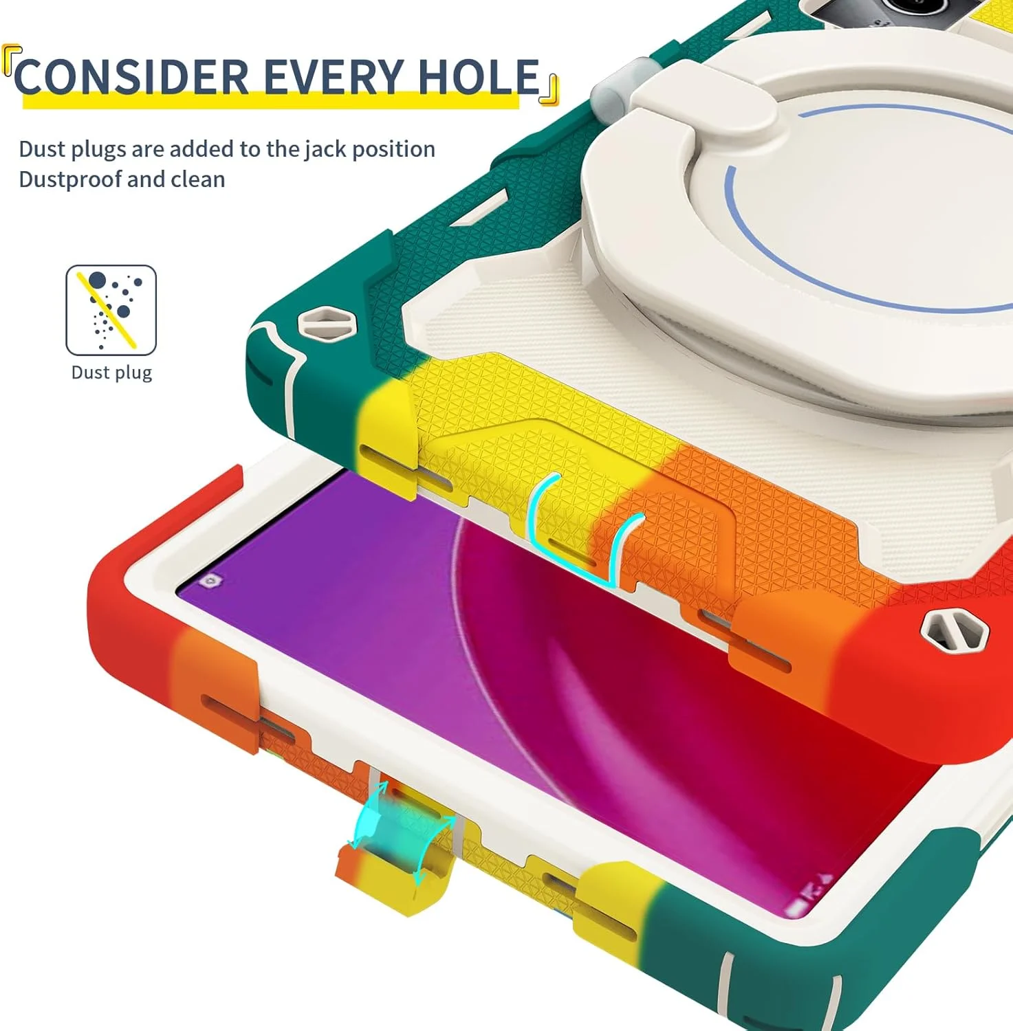 کیف سیلیکونی تبلت nincyee برای Lenovo Tab M11 11 اینچ 2024، کیف ضد ضربه با نگهدارنده مداد، بند شانه، حلقه بزرگ چرخان آویز پایه برای کودکان