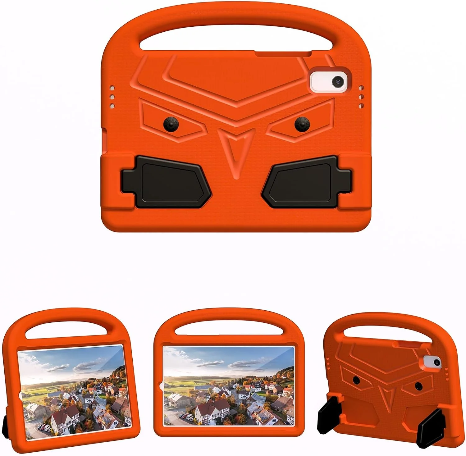 محافظ تبلت، کیف تبلت سازگار با کودکان، سازگار با لنوو تب M9 TB-310FU (2023) - کاور بادوام، سبک وزن، EVA مقاوم در برابر ضربه، دارای دسته محافظ و پایه تبلت (رنگ: نارنجی)