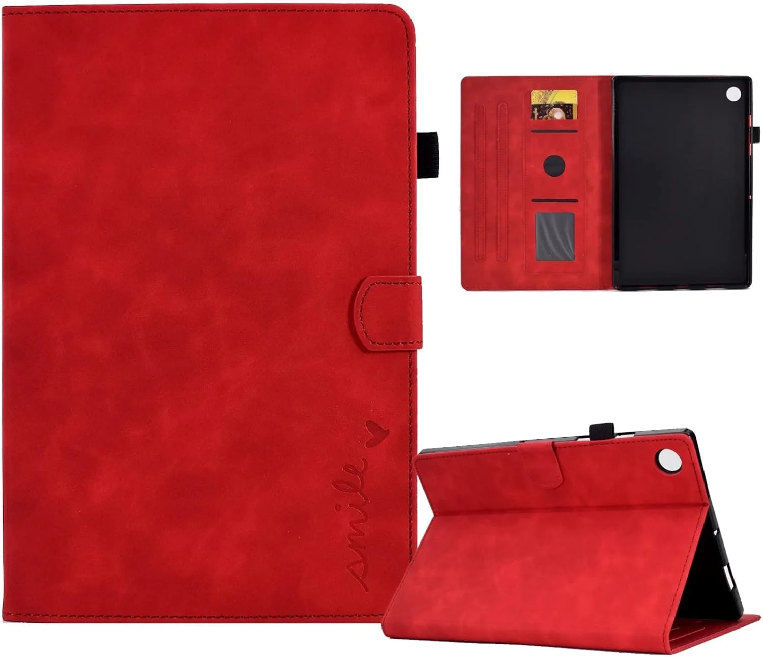 کیف چرمی تبلت ZZjingli طرح لبخند برجسته مناسب برای لنوو تب M10 نسل 3 (خاکی)(قرمز)(سبز) و غیره (رنگ: قرمز)