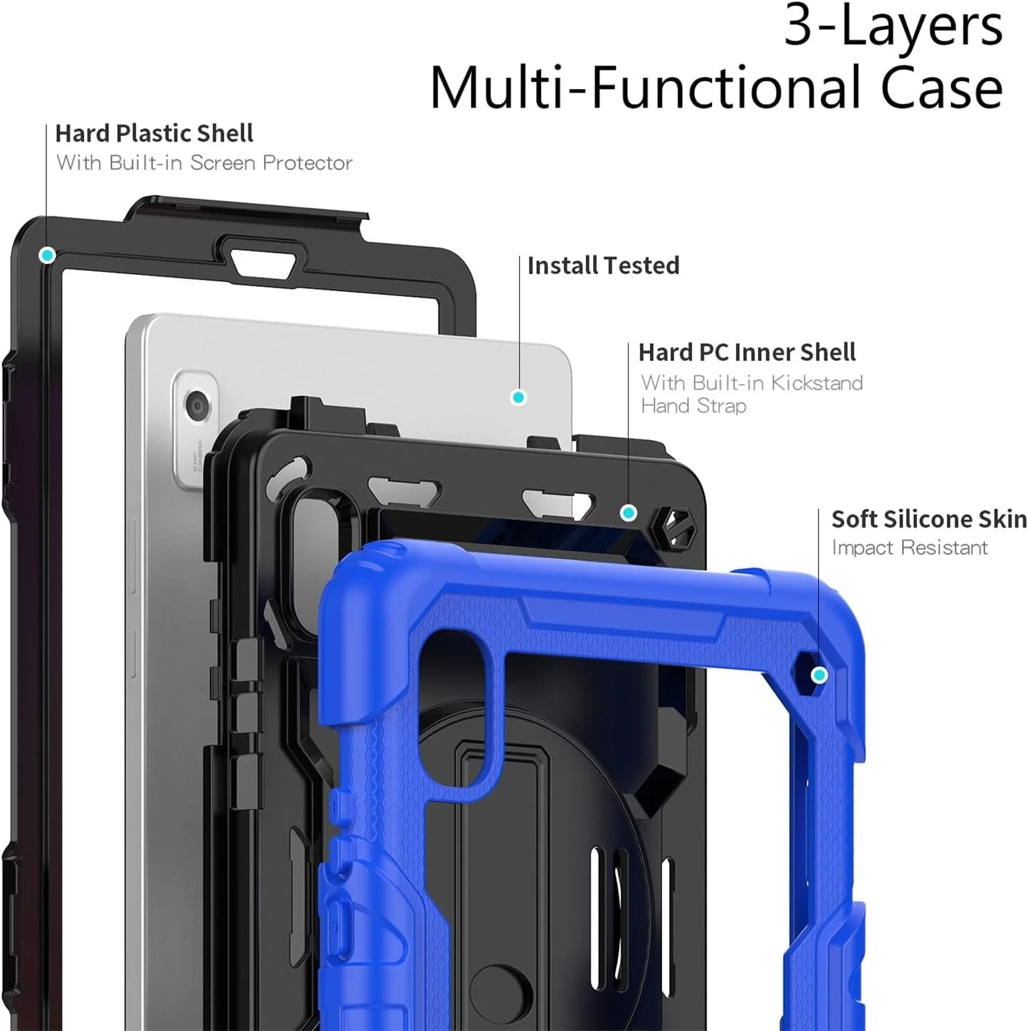 کاور تبلت لنوو تب M9 سایز 9 اینچ 2023، کاور چرخشی چند منظوره با محافظ صفحه نمایش داخلی، کاور تبلت لنوو تب M9 به همراه بند شانه و جای قلم