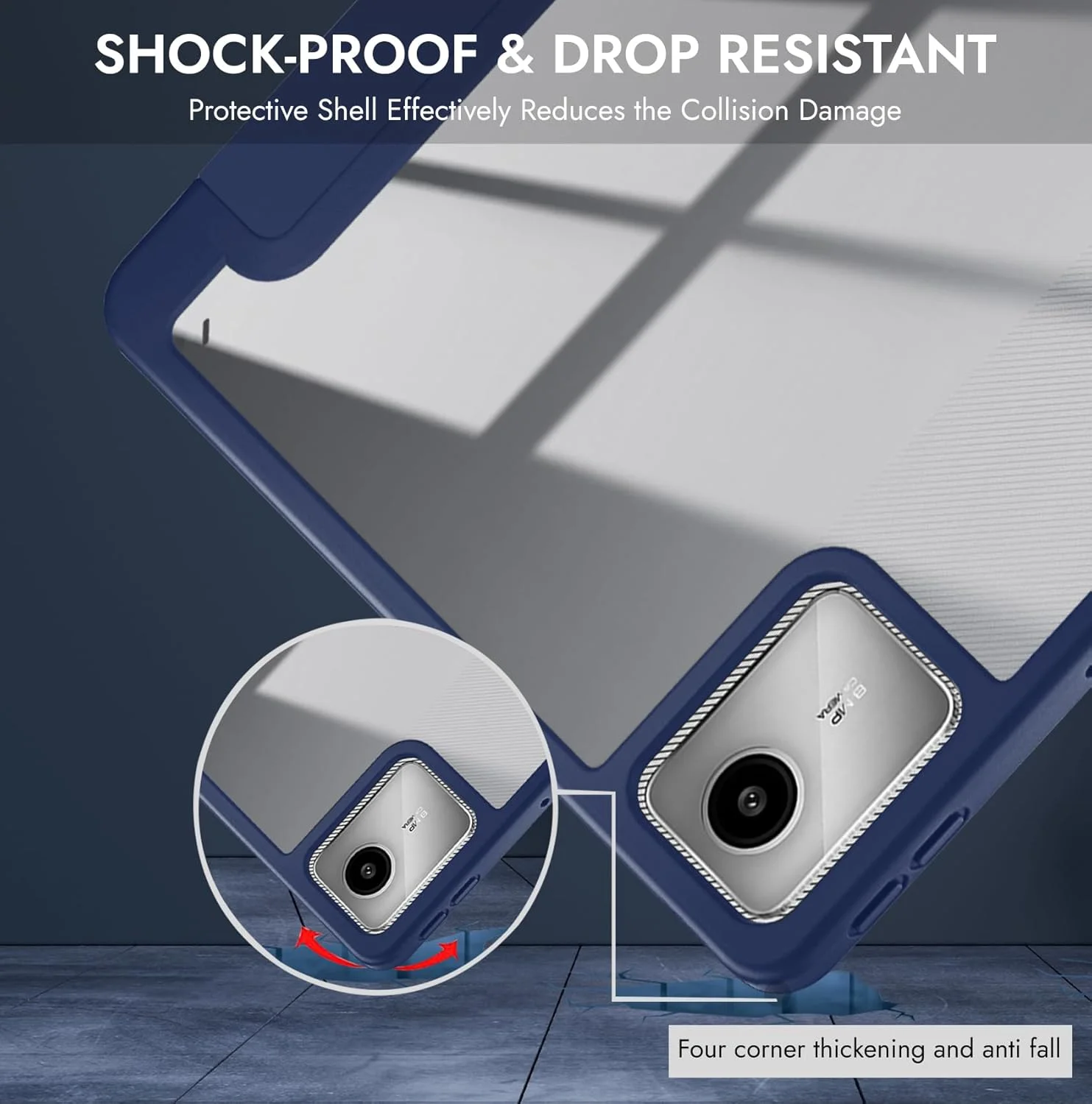 کاور مقاوم Robustrion برای تبلت Lenovo Tab M11، کاور تاشو هیبریدی برای تبلت 11 اینچی Lenovo Tab M11 به همراه جای قلم [پشتیبانی از حالت خواب و بیداری خودکار] - سرمه ای