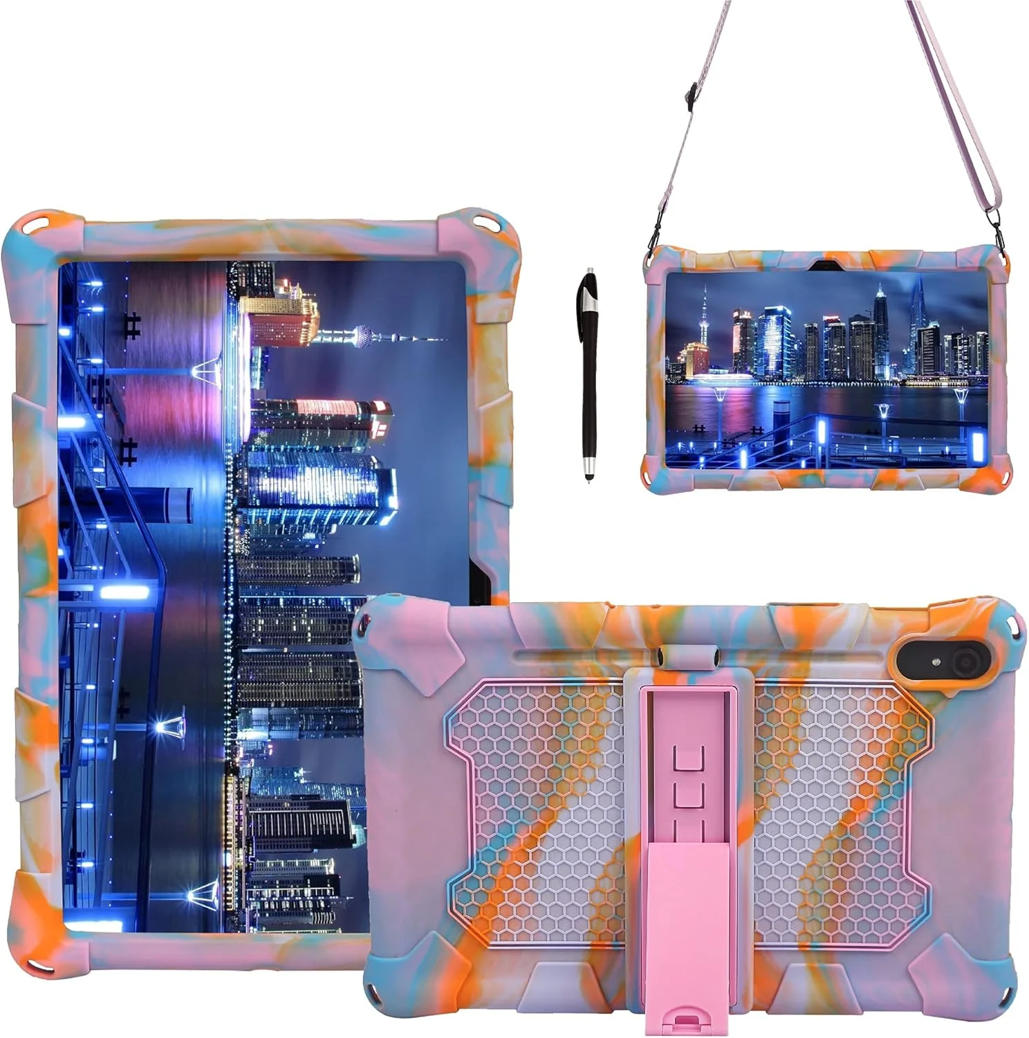 کیف محافظ تبلت بیگ سی گرین سازگار با لنوو پد 11 J606F، کاور محافظ نرم و سبک سیلیکونی ضد ضربه با پایه و بند شانه ای لوازم جانبی تبلت (صورتی گلبهی) کیف محافظ تبلت بیگ سی گرین سازگار با لنوو پد 11 J606F، کاور محافظ نرم و سبک سیلیکونی ضد ضربه با پایه و بند شانه ای لوازم جانبی تبلت (صورتی گلبهی)