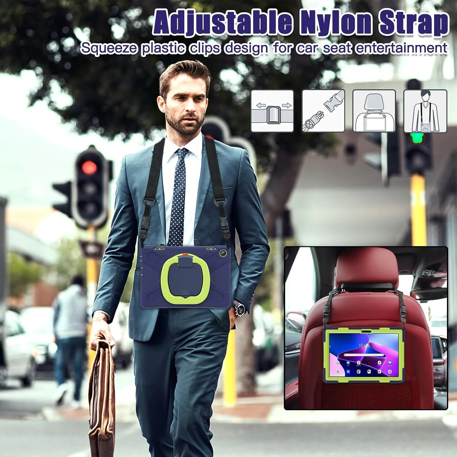 کاور تبلت سازگار با لنوو تب M10 HD 2022 نسل سوم 10.1 اینچی TB-328FU/TB-328XU، کاور ضد ضربه TPU سنگین مناسب کودکان، دارای پایه چرخشی 360 درجه چند منظوره + بند شانه ای، کاور مقاوم تبلت کاور تبلت سازگار با لنوو تب M10 HD 2022 نسل سوم 10.1 اینچی TB-328FU/TB-328XU، کاور ضد ضربه TPU سنگین مناسب کودکان، دارای پایه چرخشی 360 درجه چند منظوره + بند شانه ای، کاور مقاوم تبلت