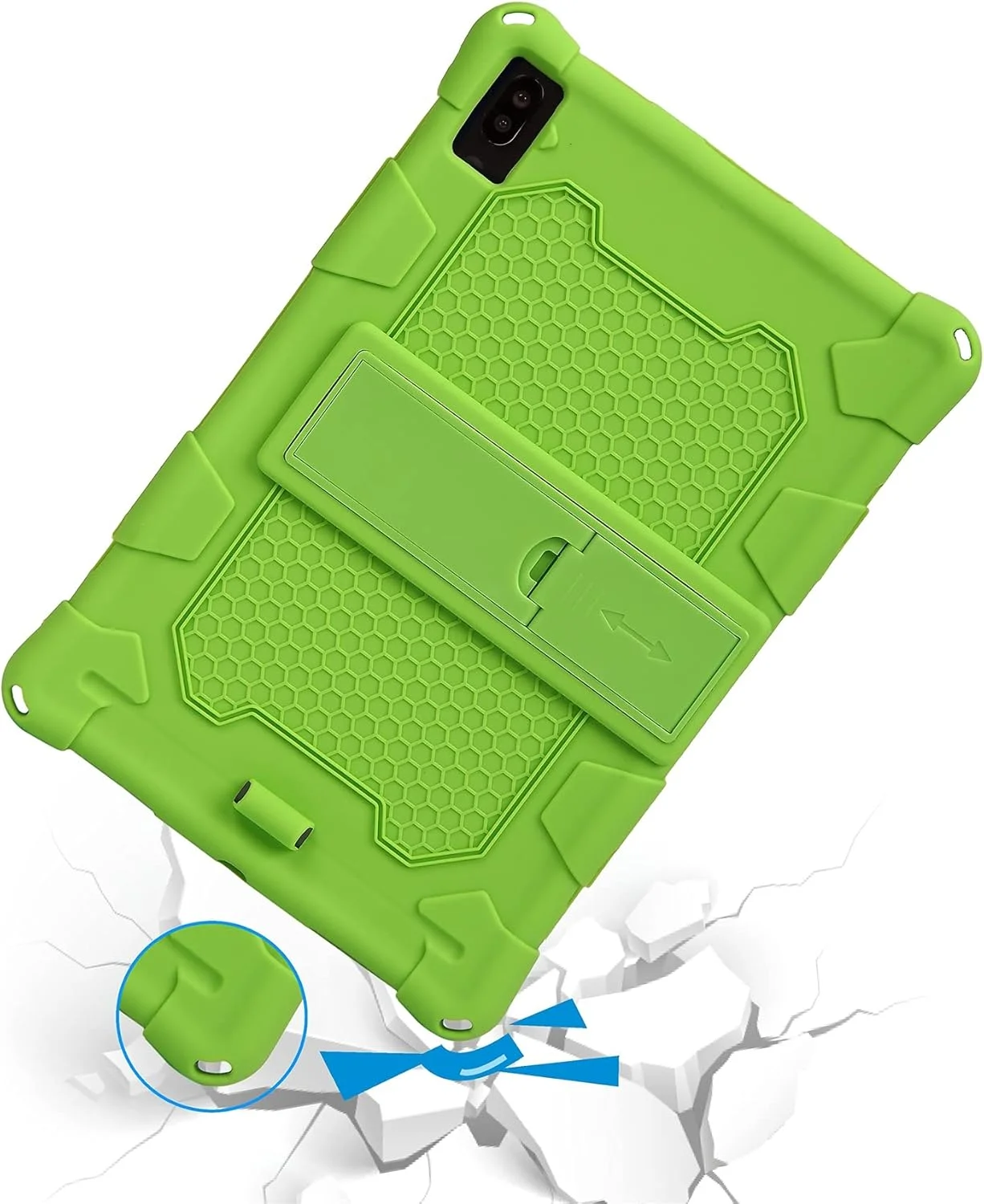 محافظ تبلت سازگار با Lenovo M10 FHD Plus 10.3''-X606F، کاور محافظ نرم و سبک سیلیکونی ضد ضربه با پایه و بند شانه ای لوازم جانبی تبلت (سبز)