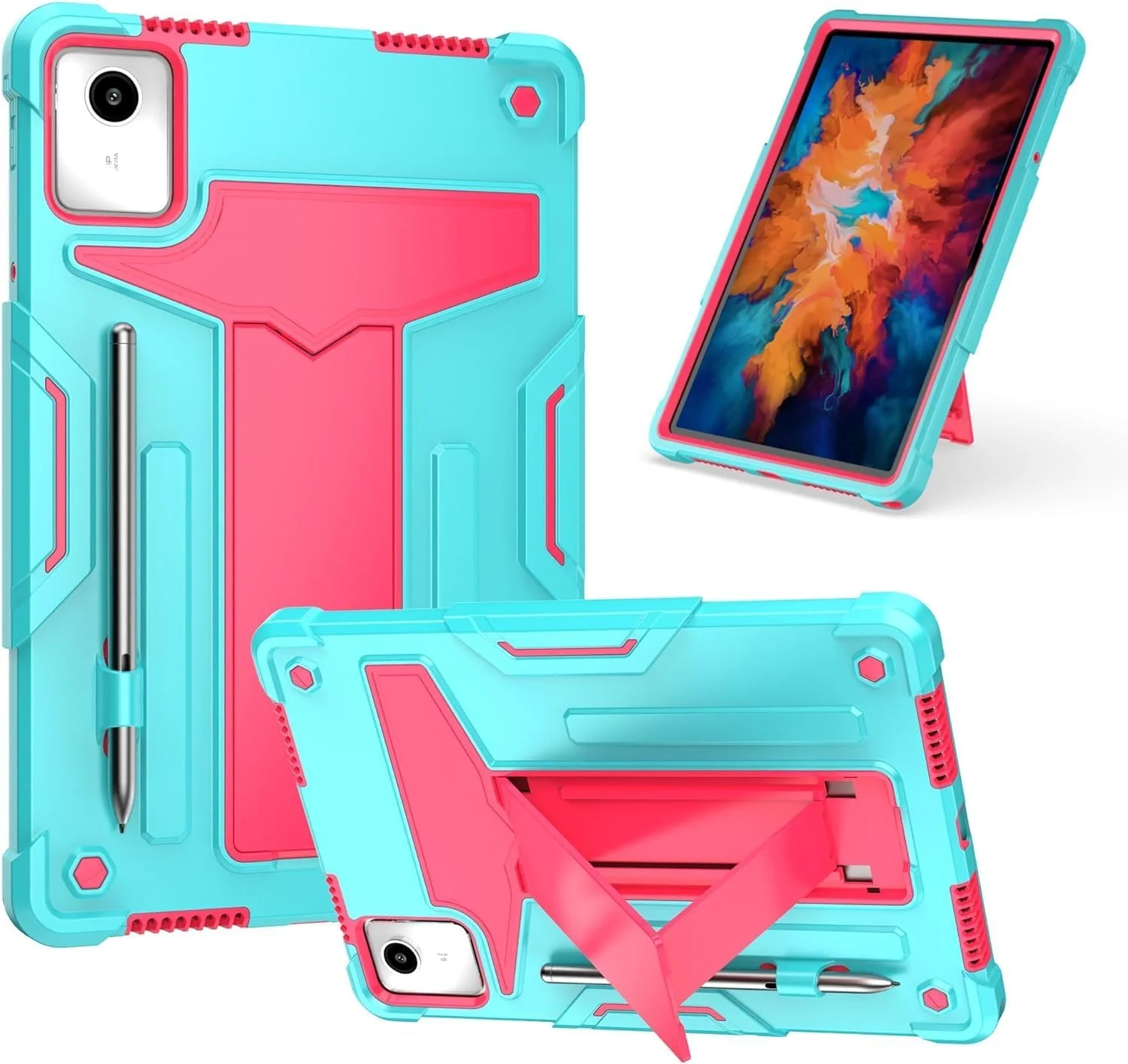 کاور محافظ تبلت Gruattreay مناسب برای تبلت Lenovo Tab M11 TB-330FU/ TB-331FC تبلت Tab M11 11 اینچ با پایه تاشو، بدنه مقاوم در برابر شکستگی سه لایه (آبی فیروزه ای + قرمز گل رز) کاور محافظ تبلت Gruattreay مناسب برای تبلت Lenovo Tab M11 TB-330FU/ TB-331FC تبلت Tab M11 11 اینچ با پایه تاشو، بدنه مقاوم در برابر شکستگی سه لایه (آبی فیروزه ای + قرمز گل رز)