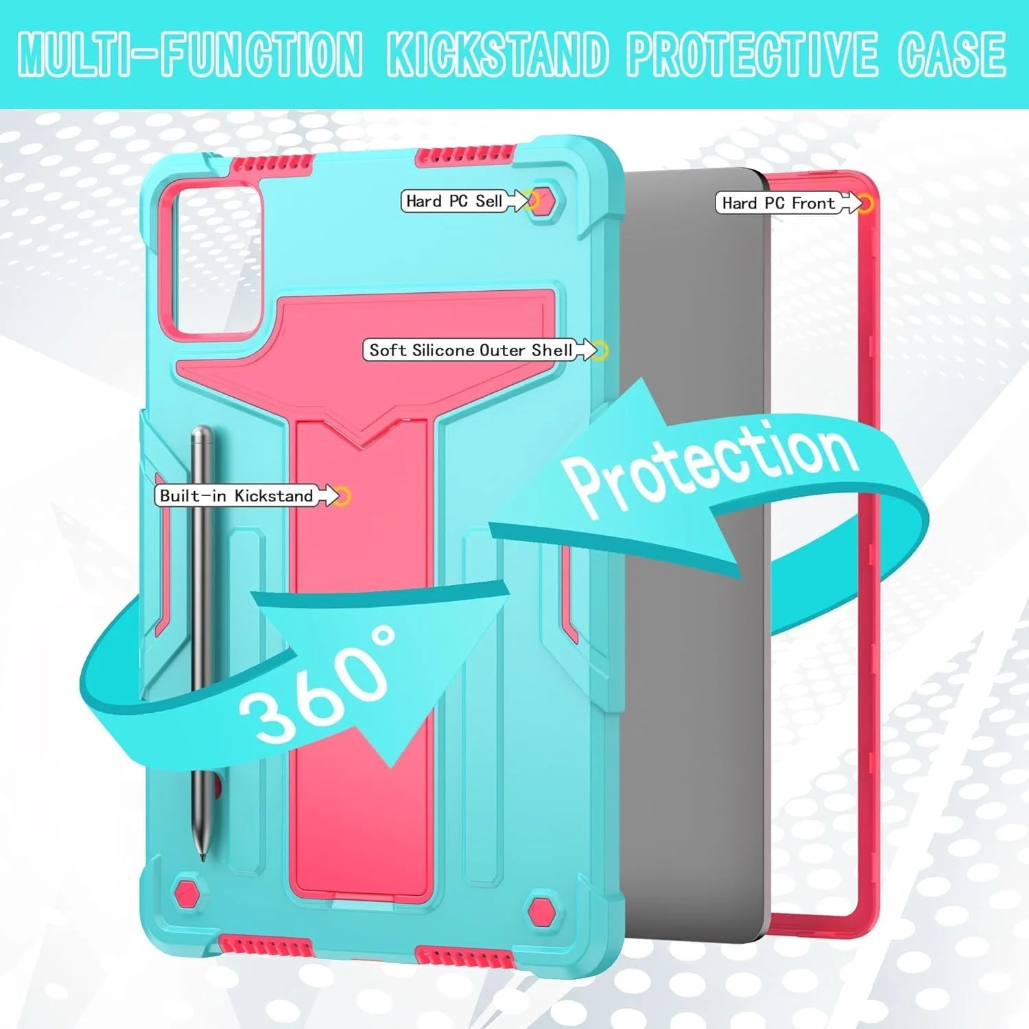 کاور محافظ تبلت Gruattreay مناسب برای تبلت Lenovo Tab M11 TB-330FU/ TB-331FC تبلت Tab M11 11 اینچ با پایه تاشو، بدنه مقاوم در برابر شکستگی سه لایه (آبی فیروزه ای + قرمز گل رز) کاور محافظ تبلت Gruattreay مناسب برای تبلت Lenovo Tab M11 TB-330FU/ TB-331FC تبلت Tab M11 11 اینچ با پایه تاشو، بدنه مقاوم در برابر شکستگی سه لایه (آبی فیروزه ای + قرمز گل رز)