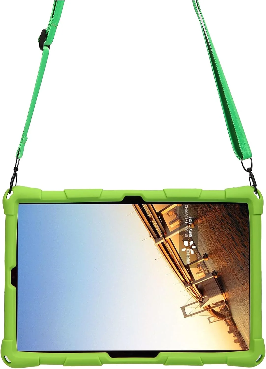 محافظ تبلت سازگار با Lenovo M10 FHD Plus 10.3''-X606F، کاور محافظ نرم و سبک سیلیکونی ضد ضربه با پایه و بند شانه ای لوازم جانبی تبلت (سبز)