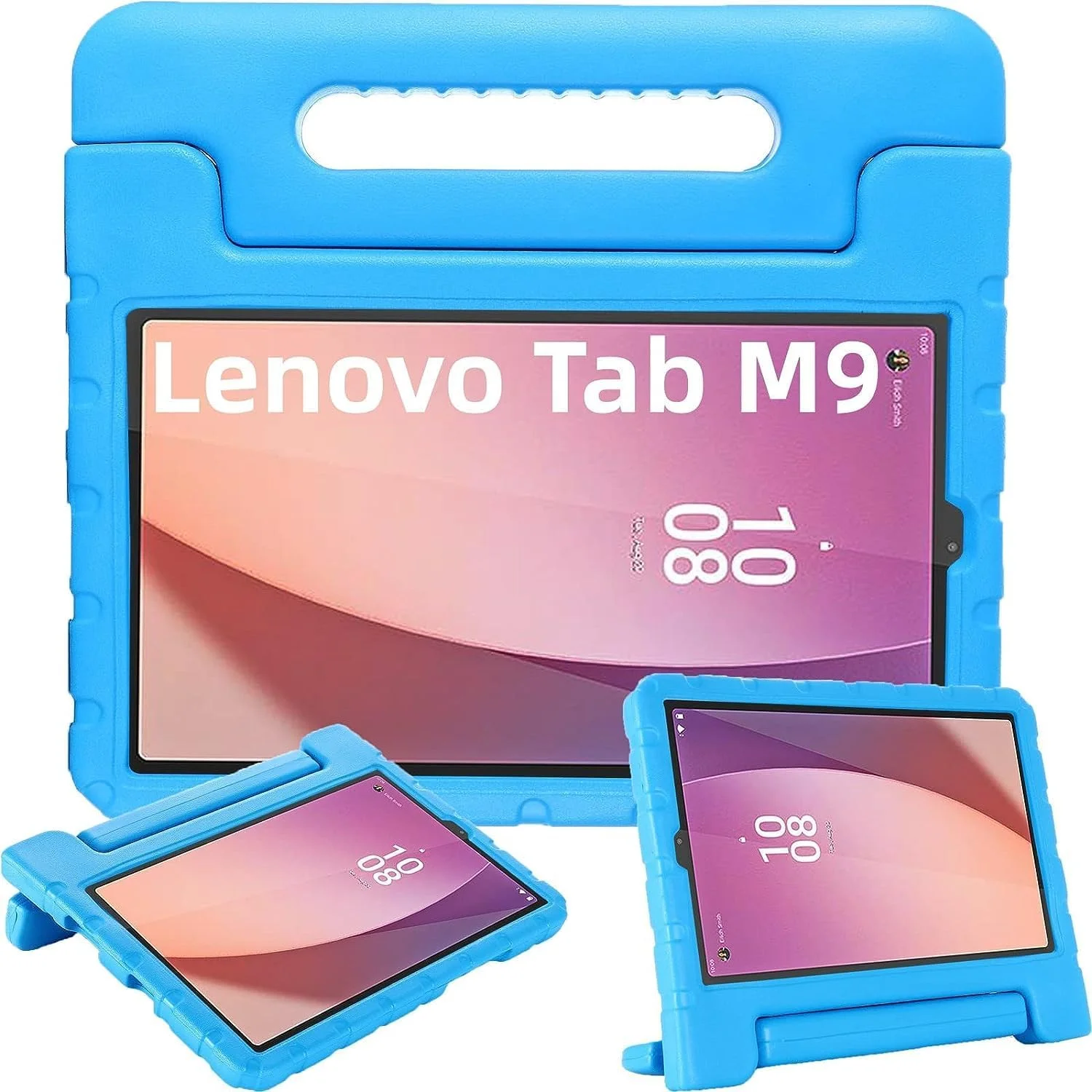 کاور تبلت Gruattreay سازگار با تبلت Lenovo Tab M9 سایز 9.0 اینچ (TB-310FU، عرضه شده در سال 2023)، کاور کودکانه برای تبلت Tab M9، کاور استند دسته دار تبدیل شونده EVA مقاوم در برابر ضربه (آبی)