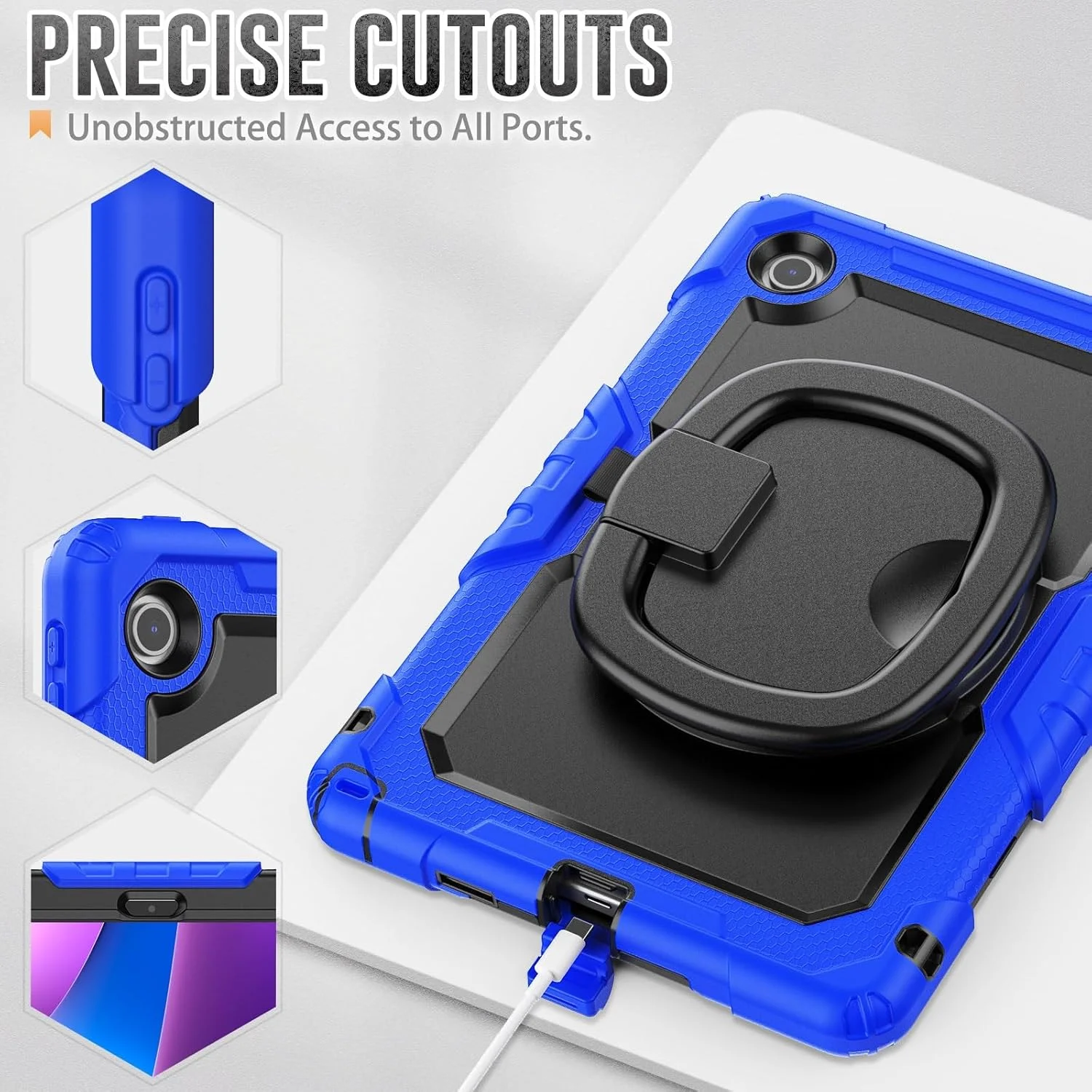 کیف محافظ تبلت سازگار با تبلت لنوو تب 10.1 (TB-311XU) / K10C TB311FU 2025 به همراه محافظ صفحه نمایش، کیف محافظ مقاوم با دسته چرخان سیلیکونی کیف محافظ تبلت سازگار با تبلت لنوو تب 10.1 (TB-311XU) / K10C TB311FU 2025 به همراه محافظ صفحه نمایش، کیف محافظ مقاوم با دسته چرخان سیلیکونی