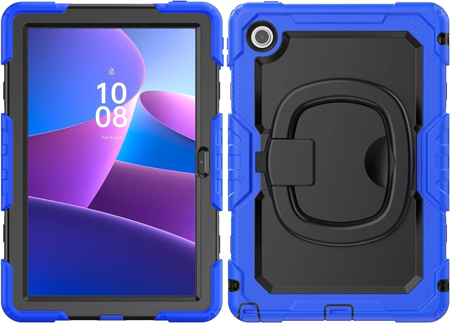 کیف محافظ تبلت سازگار با تبلت لنوو تب 10.1 (TB-311XU) / K10C TB311FU 2025 به همراه محافظ صفحه نمایش، کیف محافظ مقاوم با دسته چرخان سیلیکونی کیف محافظ تبلت سازگار با تبلت لنوو تب 10.1 (TB-311XU) / K10C TB311FU 2025 به همراه محافظ صفحه نمایش، کیف محافظ مقاوم با دسته چرخان سیلیکونی