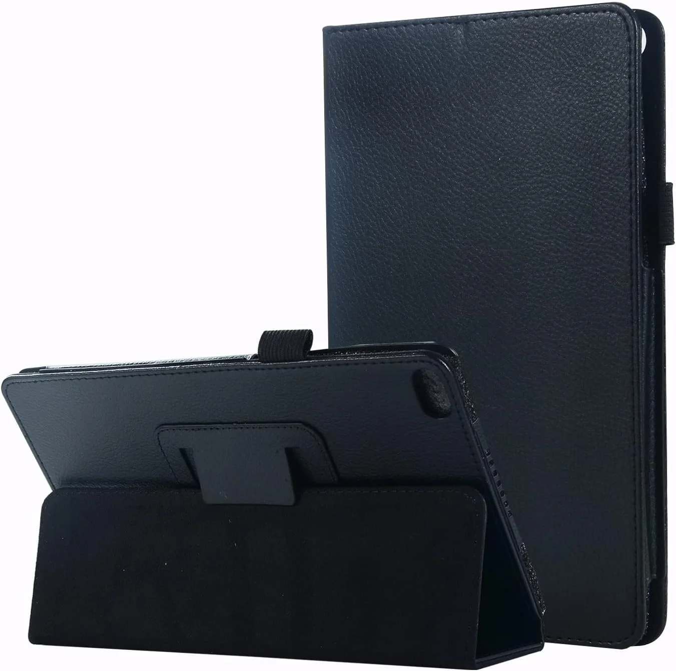 کیف تبلت چرمی با بافت محافظتی سازگار با تبلت Lenovo Tab E8 TB-8304F، محافظ تاشو باریک با روکش پشتی ضد ضربه به همراه هولدر و لوازم جانبی تبلت (مشکی)