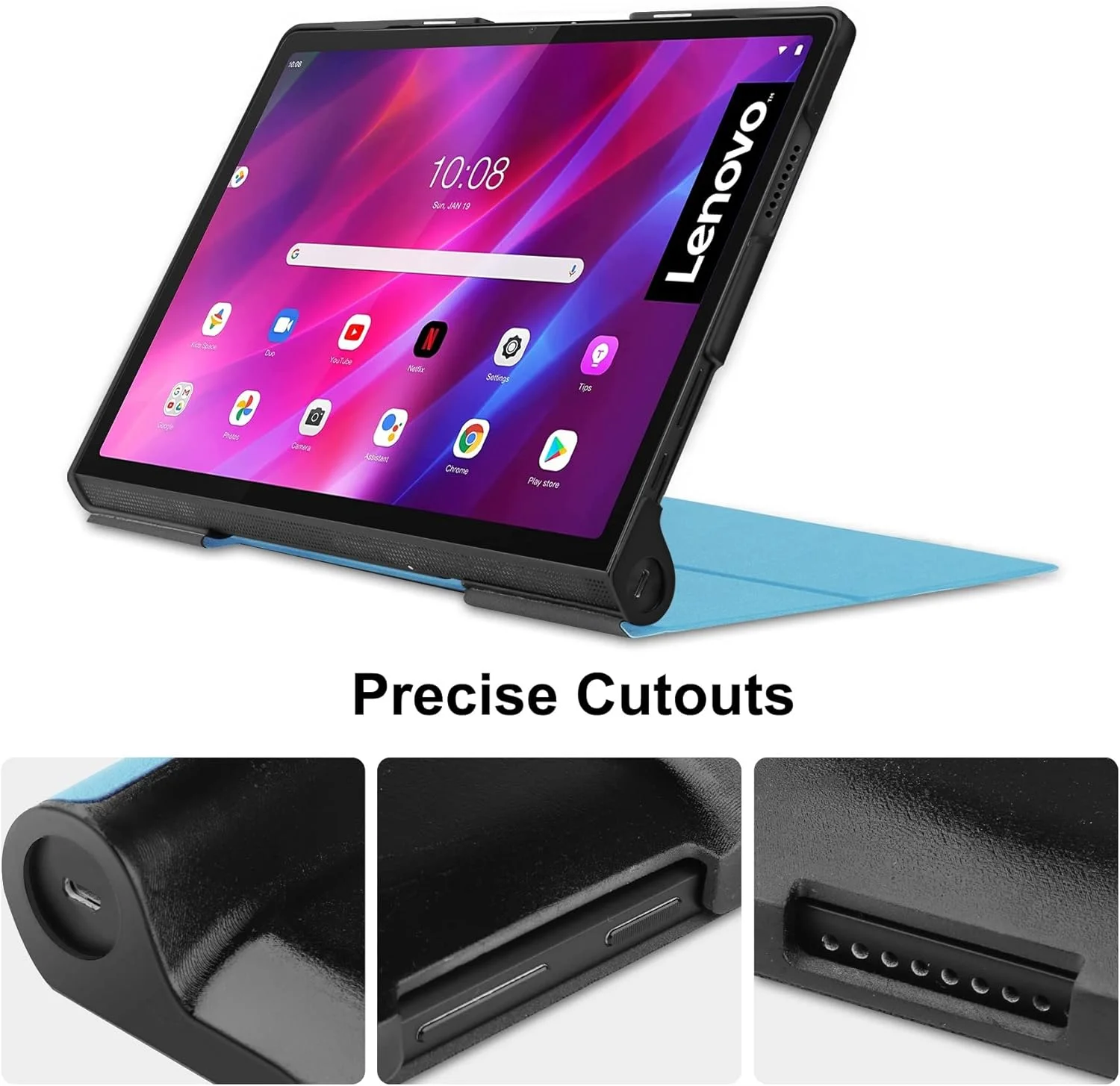 کیف تبلت مسافرتی سازگار با Lenovo Yoga 11 2021 YT-J706F 11.0 اینچ، کیف باریک سه تایی تاشو، کیف هوشمند، زوایای دید چندگانه، پوشش سخت، جلد فولیو با قابلیت خواب خودکار