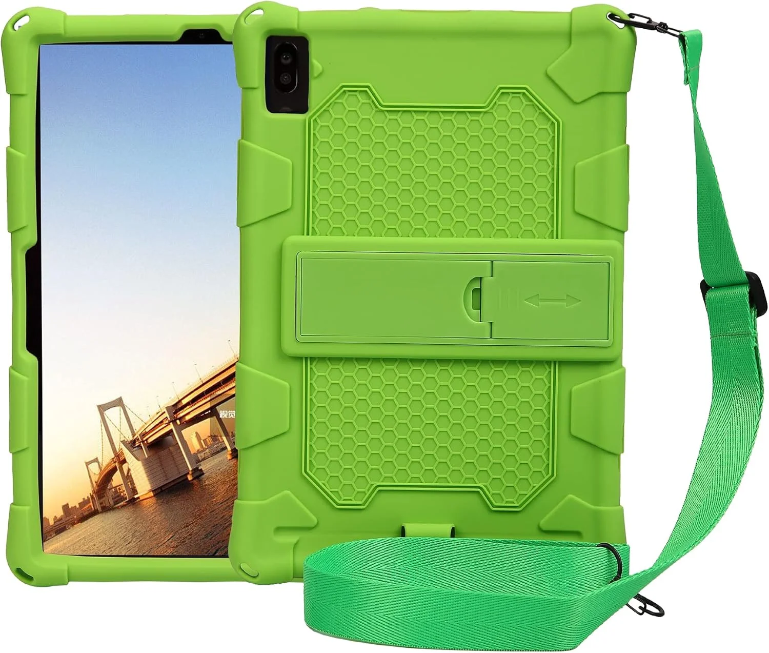 محافظ تبلت سازگار با Lenovo M10 FHD Plus 10.3''-X606F، کاور محافظ نرم و سبک سیلیکونی ضد ضربه با پایه و بند شانه لوازم جانبی تبلت (سبز) محافظ تبلت سازگار با Lenovo M10 FHD Plus 10.3''-X606F، کاور محافظ نرم و سبک سیلیکونی ضد ضربه با پایه و بند شانه لوازم جانبی تبلت (سبز)