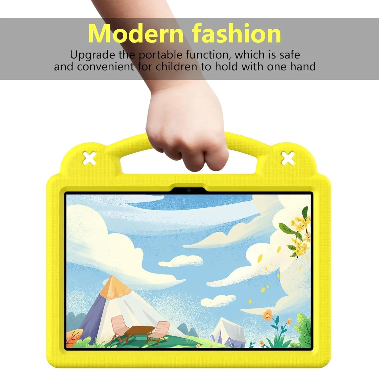 Gruattreay Kids Case for Lenovo Tab K11（2024）, Heavy Duty EVA Foam Shockproof Cover Kids Proof Case with Stand (Yellow)