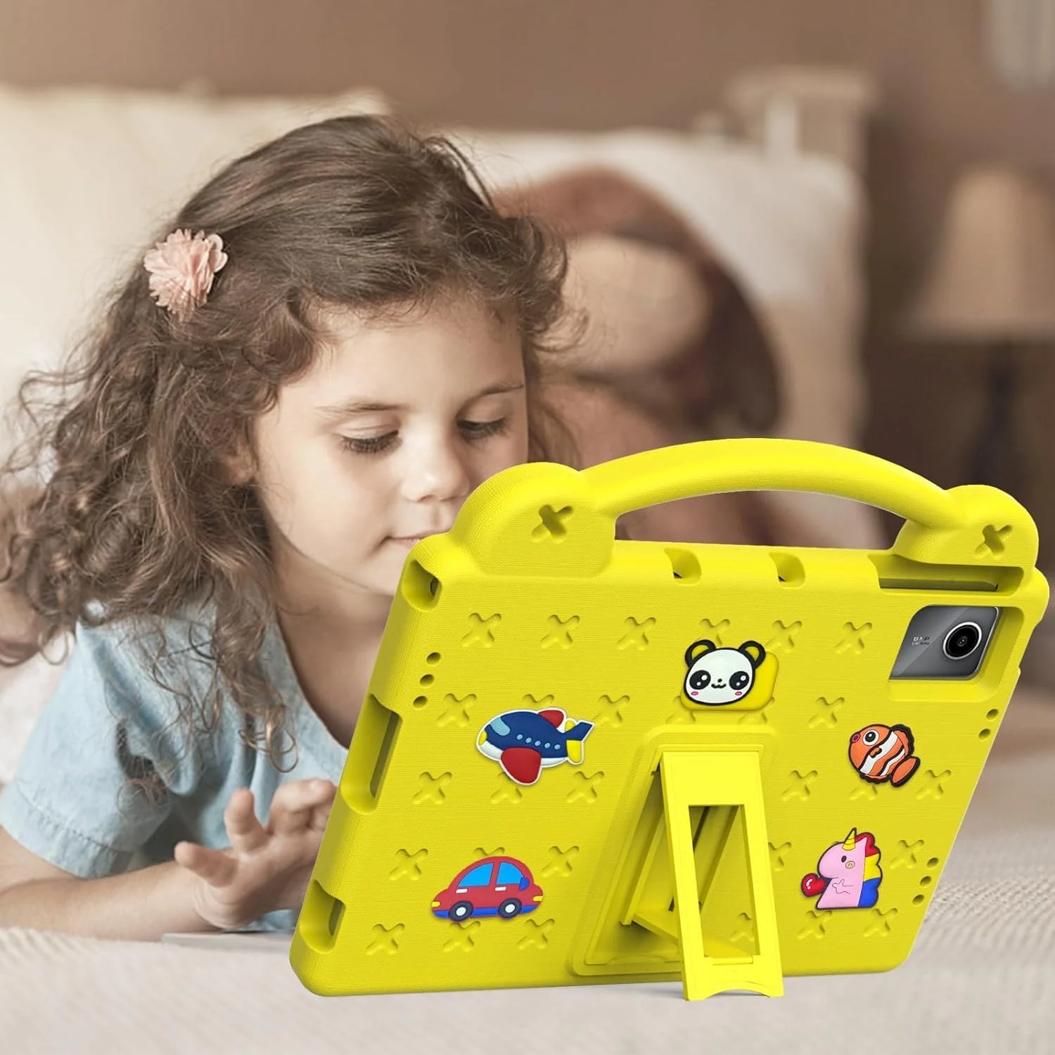 Gruattreay Kids Case for Lenovo Tab K11（2024）, Heavy Duty EVA Foam Shockproof Cover Kids Proof Case with Stand (Yellow)