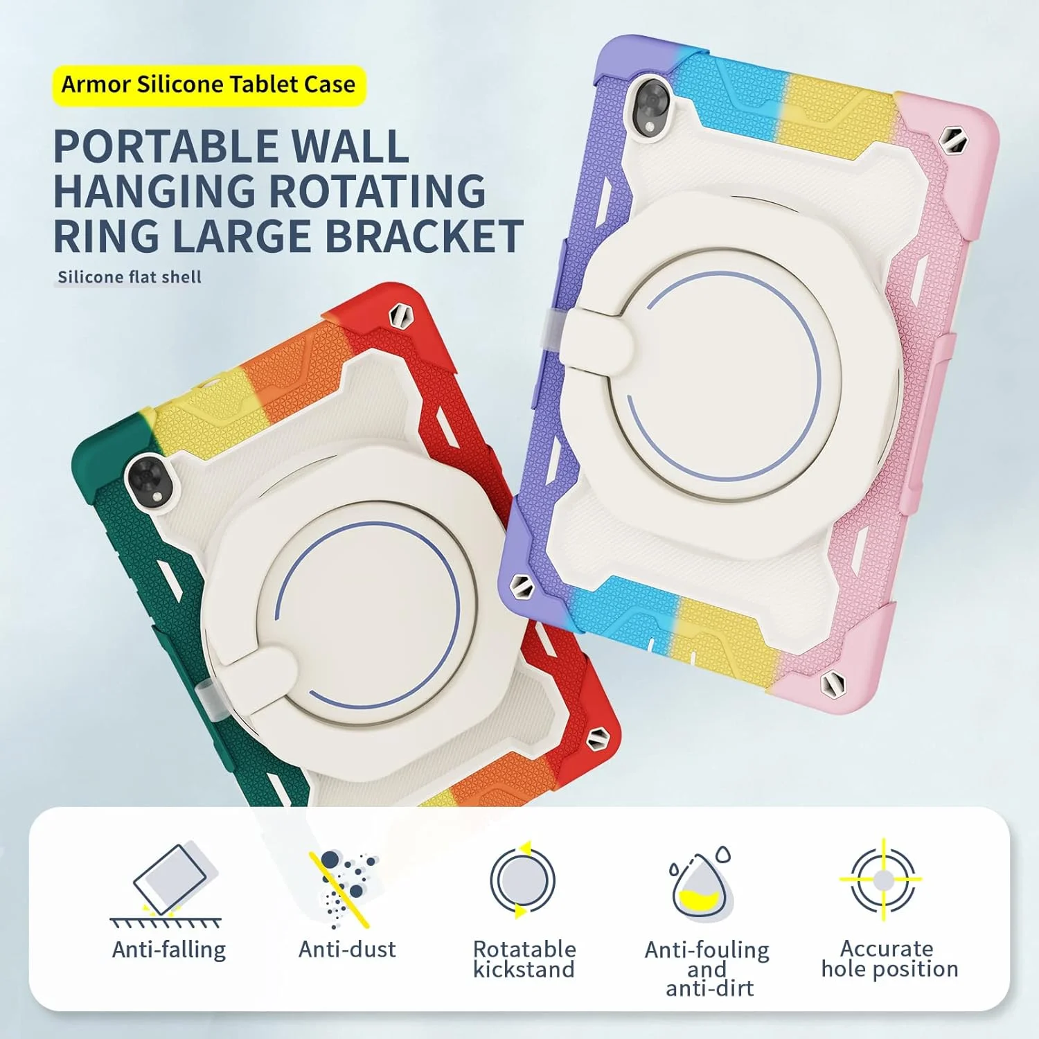 کاور سیلیکونی تبلت nincyee برای تبلت Lenovo Tab K10/M10 Plus 10.3 اینچی، کاور ضد ضربه با نگهدارنده قلم، بند شانه، حلقه بزرگ چرخان برای آویزان کردن و پایه برای کودکان