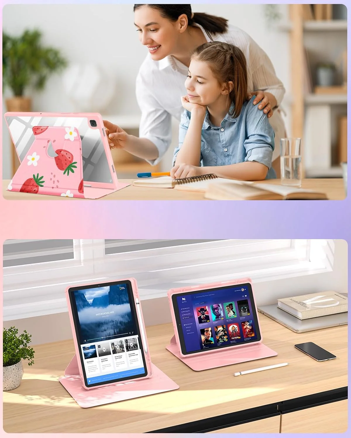 کیف Kidcube برای تبلت سامسونگ گلکسی تب A7 - سایز 10.4 اینچ، مناسب دختران و زنان، کاور فانتزی با جای مداد، طرح توت فرنگی زیبا و پایه چرخان، مناسب نوجوانان، برای تبلت گلکسی تب A7 مدل 2022/2020 کیف Kidcube برای تبلت سامسونگ گلکسی تب A7 - سایز 10.4 اینچ، مناسب دختران و زنان، کاور فانتزی با جای مداد، طرح توت فرنگی زیبا و پایه چرخان، مناسب نوجوانان، برای تبلت گلکسی تب A7 مدل 2022/2020