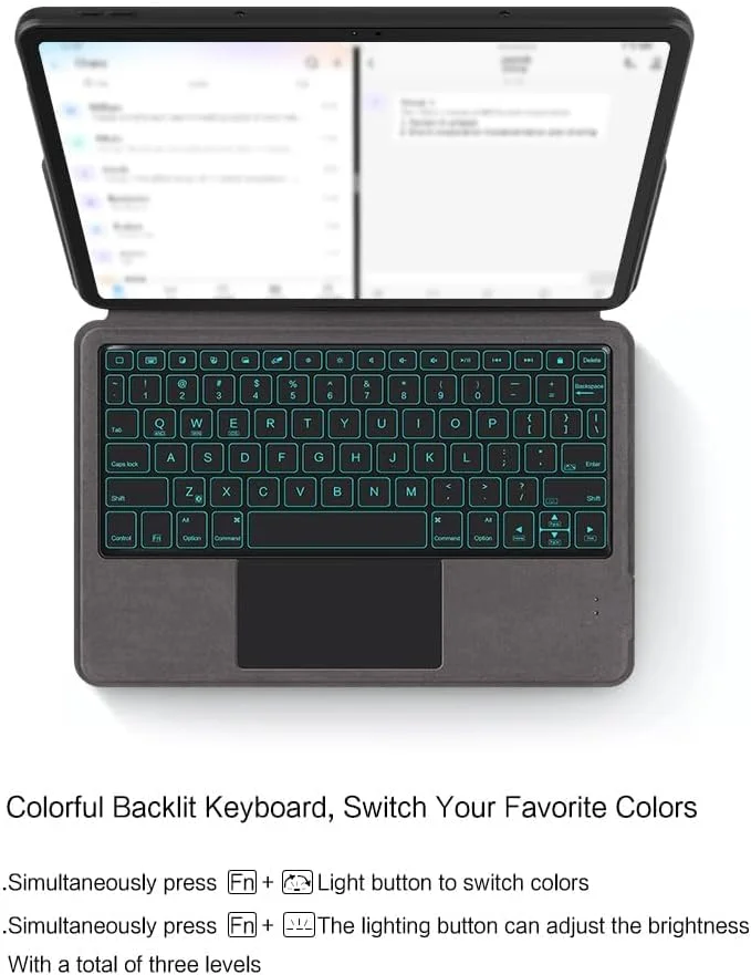 کیبورد با نور پس زمینه Gruattreay برای تبلت Lenovo Tab M11، نور پس زمینه 7 رنگ، با تاچ پد، پایه چند منظوره کیبورد با نور پس زمینه Gruattreay برای تبلت Lenovo Tab M11، نور پس زمینه 7 رنگ، با تاچ پد، پایه چند منظوره