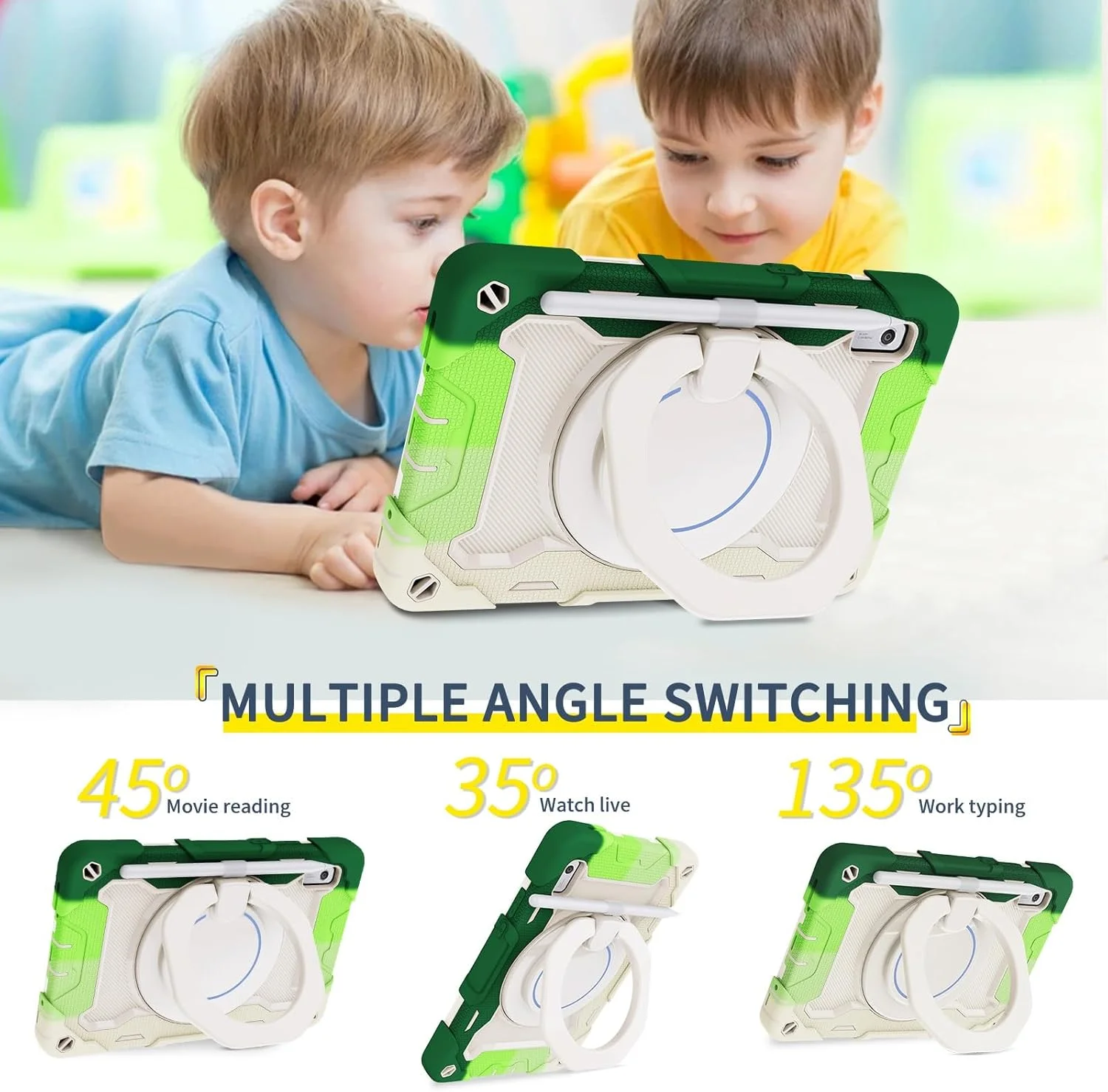 کیف محافظ تبلت سازگار با تبلت Lenovo Tab M9 TB-310FU عرضه شده در سال 2023، کاور تبلت کودکانه، کیف محافظ مقاوم با پایه دسته چرخان سازگار با لوازم جانبی تبلت Lenovo Tab M9 (C