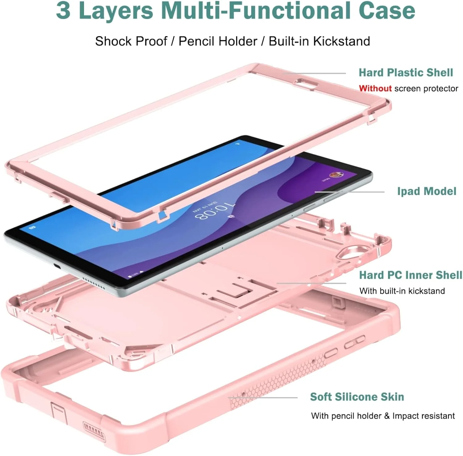 قاب گوشی SHIHUI برای تبلت Lenovo Tab M10 HD سیلیکونی + PC دارای هولدر ضد ضربه (مشکی) و غیره (رنگ: رزگلد) قاب گوشی SHIHUI برای تبلت Lenovo Tab M10 HD سیلیکونی + PC دارای هولدر ضد ضربه (مشکی) و غیره (رنگ: رزگلد)