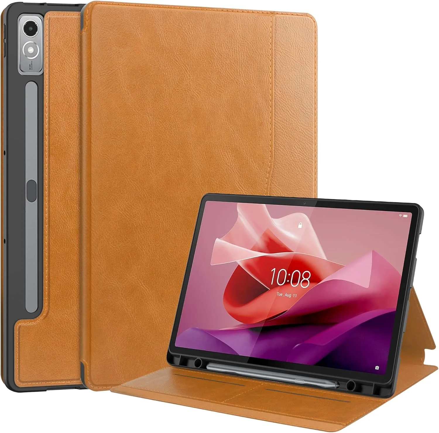 کیف تبلت چرمی با روکش تاشو سازگار با تبلت Lenovo Tab P12/Tab Pad Pro 12.7 اینچی، دارای عملکرد خواب/بیدار و جای قلم S، پوسته محافظ کیف تبلت چرمی با روکش تاشو سازگار با تبلت Lenovo Tab P12/Tab Pad Pro 12.7 اینچی، دارای عملکرد خواب/بیدار و جای قلم S، پوسته محافظ
