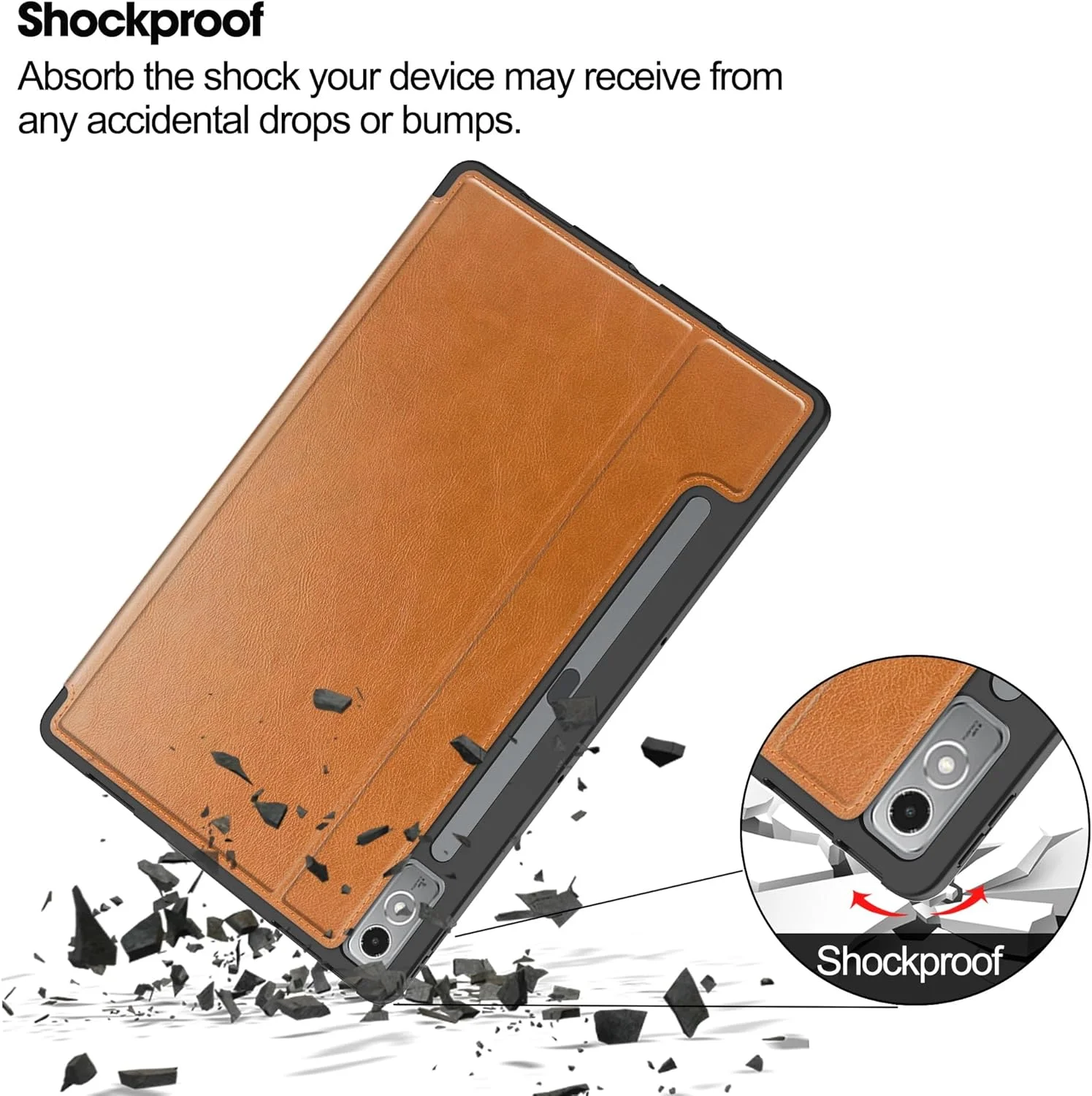 کیف تبلت چرمی با روکش تاشو سازگار با تبلت Lenovo Tab P12/Tab Pad Pro 12.7 اینچی، دارای عملکرد خواب/بیدار و جای قلم S، پوسته محافظ کیف تبلت چرمی با روکش تاشو سازگار با تبلت Lenovo Tab P12/Tab Pad Pro 12.7 اینچی، دارای عملکرد خواب/بیدار و جای قلم S، پوسته محافظ