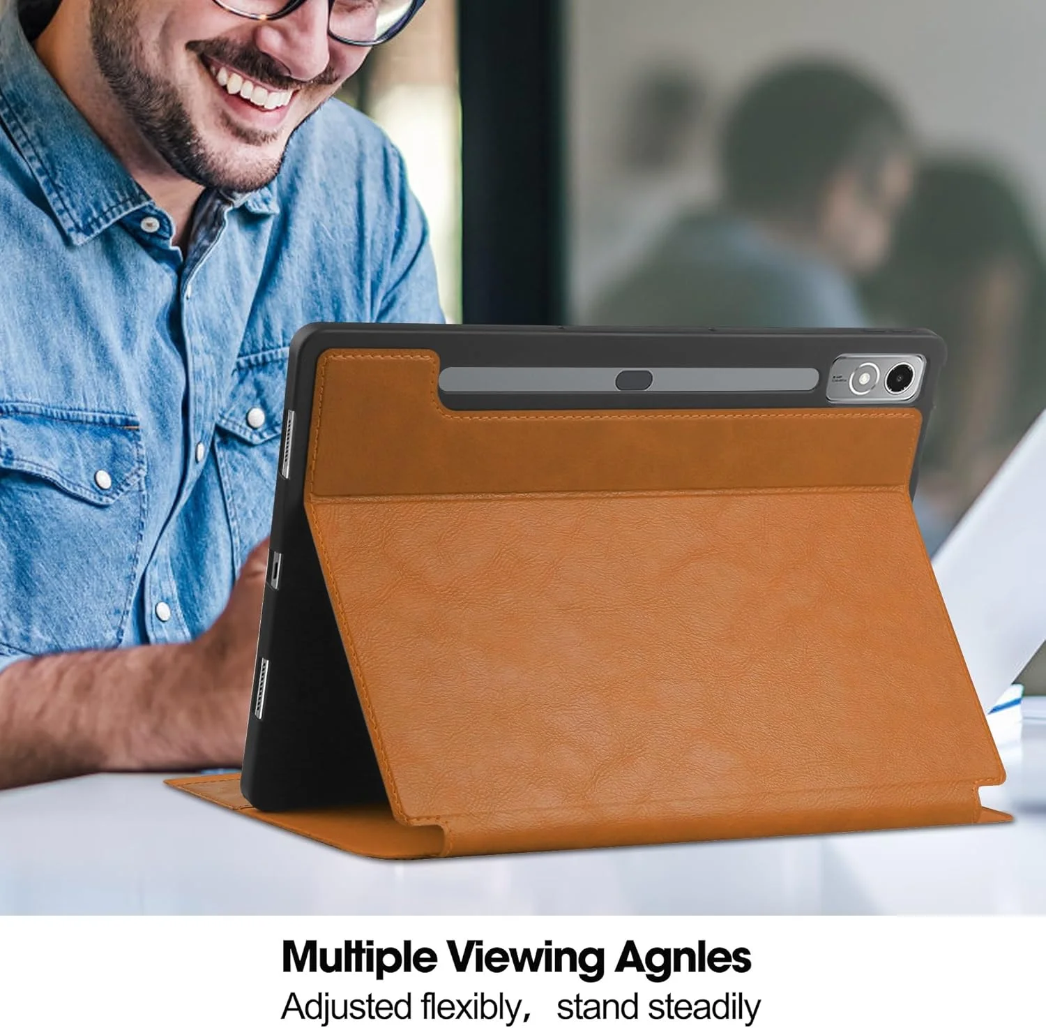 کیف تبلت چرمی با روکش تاشو سازگار با تبلت Lenovo Tab P12/Tab Pad Pro 12.7 اینچی، دارای عملکرد خواب/بیدار و جای قلم S، پوسته محافظ کیف تبلت چرمی با روکش تاشو سازگار با تبلت Lenovo Tab P12/Tab Pad Pro 12.7 اینچی، دارای عملکرد خواب/بیدار و جای قلم S، پوسته محافظ