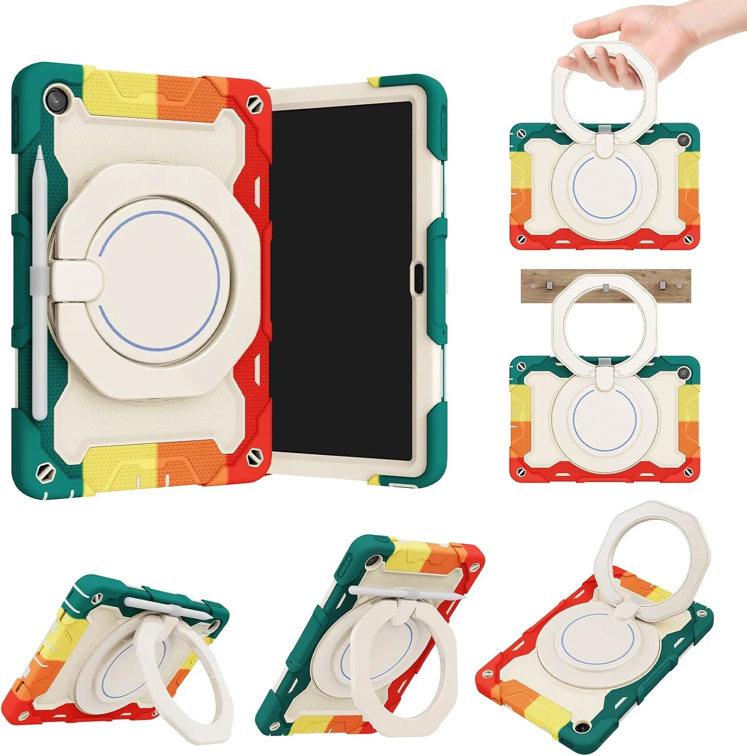 کیف سیلیکونی تبلت nincyee برای Lenovo Tab M10 Plus نسل 3، قاب ضد ضربه با نگهدارنده مداد، بند شانه، حلقه بزرگ چرخان پایه نگهدارنده برای کودکان کیف سیلیکونی تبلت nincyee برای Lenovo Tab M10 Plus نسل 3، قاب ضد ضربه با نگهدارنده مداد، بند شانه، حلقه بزرگ چرخان پایه نگهدارنده برای کودکان