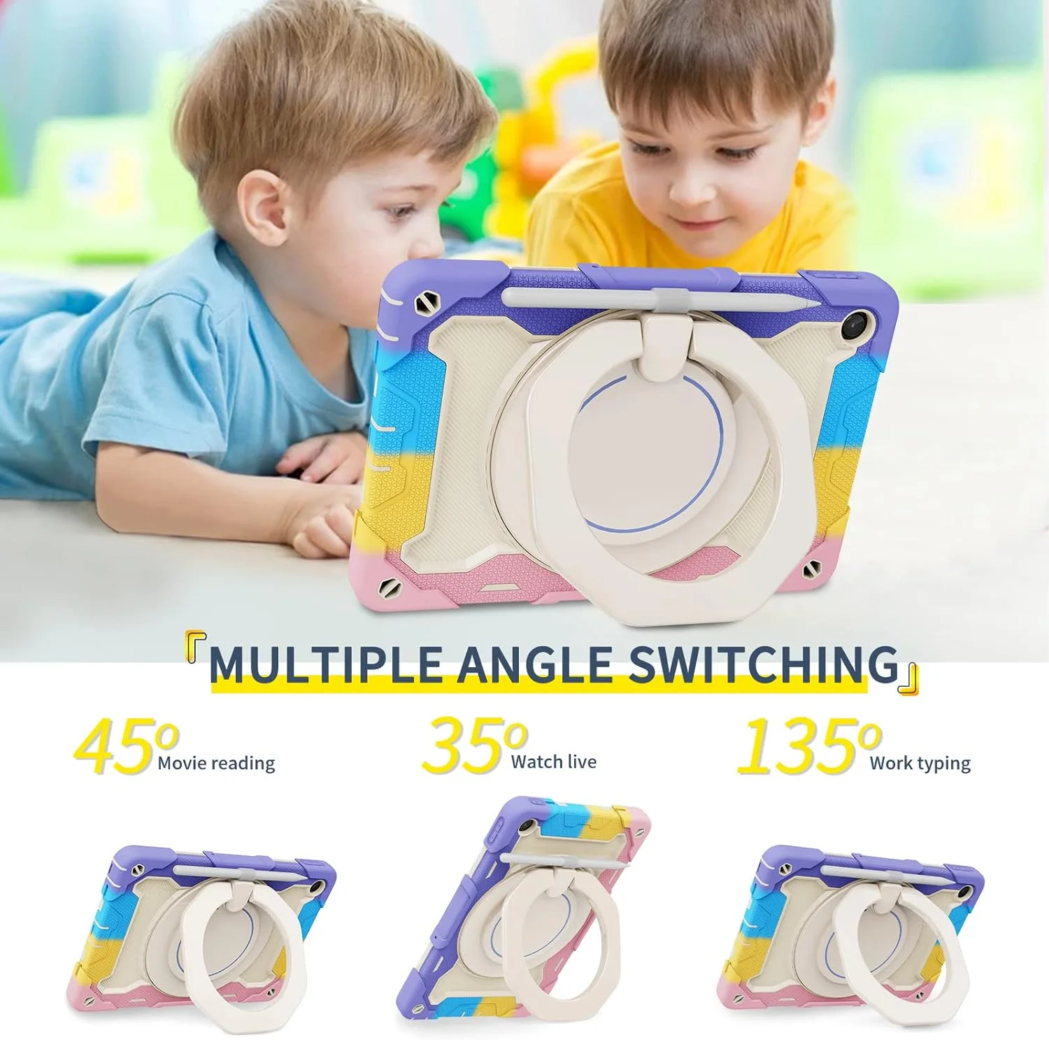 کیف سیلیکونی تبلت Nincyee برای Lenovo Tab M10 Plus نسل 3، قاب ضد ضربه با نگهدارنده مداد، بند شانه، حلقه بزرگ چرخان پایه نگهدارنده برای کودکان کیف سیلیکونی تبلت Nincyee برای Lenovo Tab M10 Plus نسل 3، قاب ضد ضربه با نگهدارنده مداد، بند شانه، حلقه بزرگ چرخان پایه نگهدارنده برای کودکان