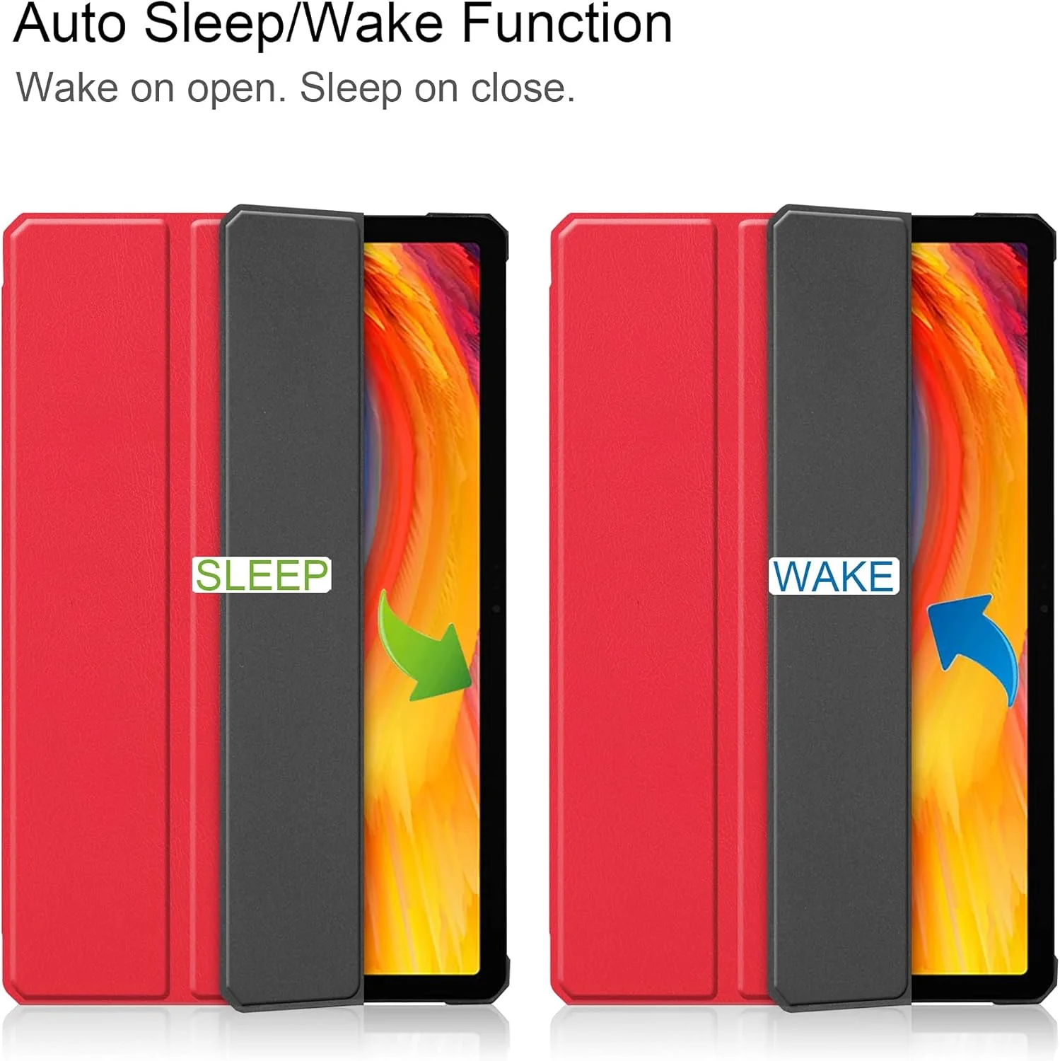 محافظ تبلت بیگ سی گرین سازگار با تبلت لنوو تب پلاس 11 اینچی 2021 (J607/606)، کاور محافظ تبلت، کاور محافظ TPU نرم با قابلیت بیدار/خواب خودکار (قرمز)