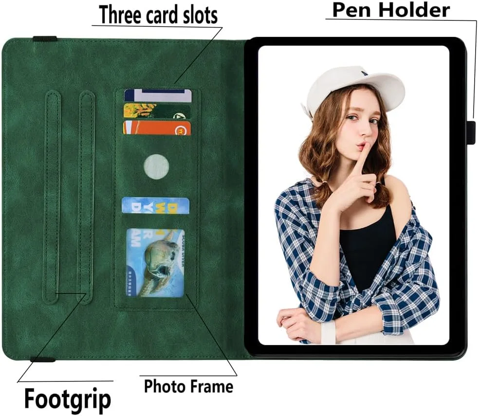 کیف محافظ YueeHealthy مناسب برای تبلت لنوو تب M10 5G با صفحه نمایش 10.6 اینچ (مدل: TB360ZU)، کیف چرمی طرح پروانه ای با جای مداد، جای کارت و نوارهای ضد لغزش (سبز) کیف محافظ YueeHealthy مناسب برای تبلت لنوو تب M10 5G با صفحه نمایش 10.6 اینچ (مدل: TB360ZU)، کیف چرمی طرح پروانه ای با جای مداد، جای کارت و نوارهای ضد لغزش (سبز)